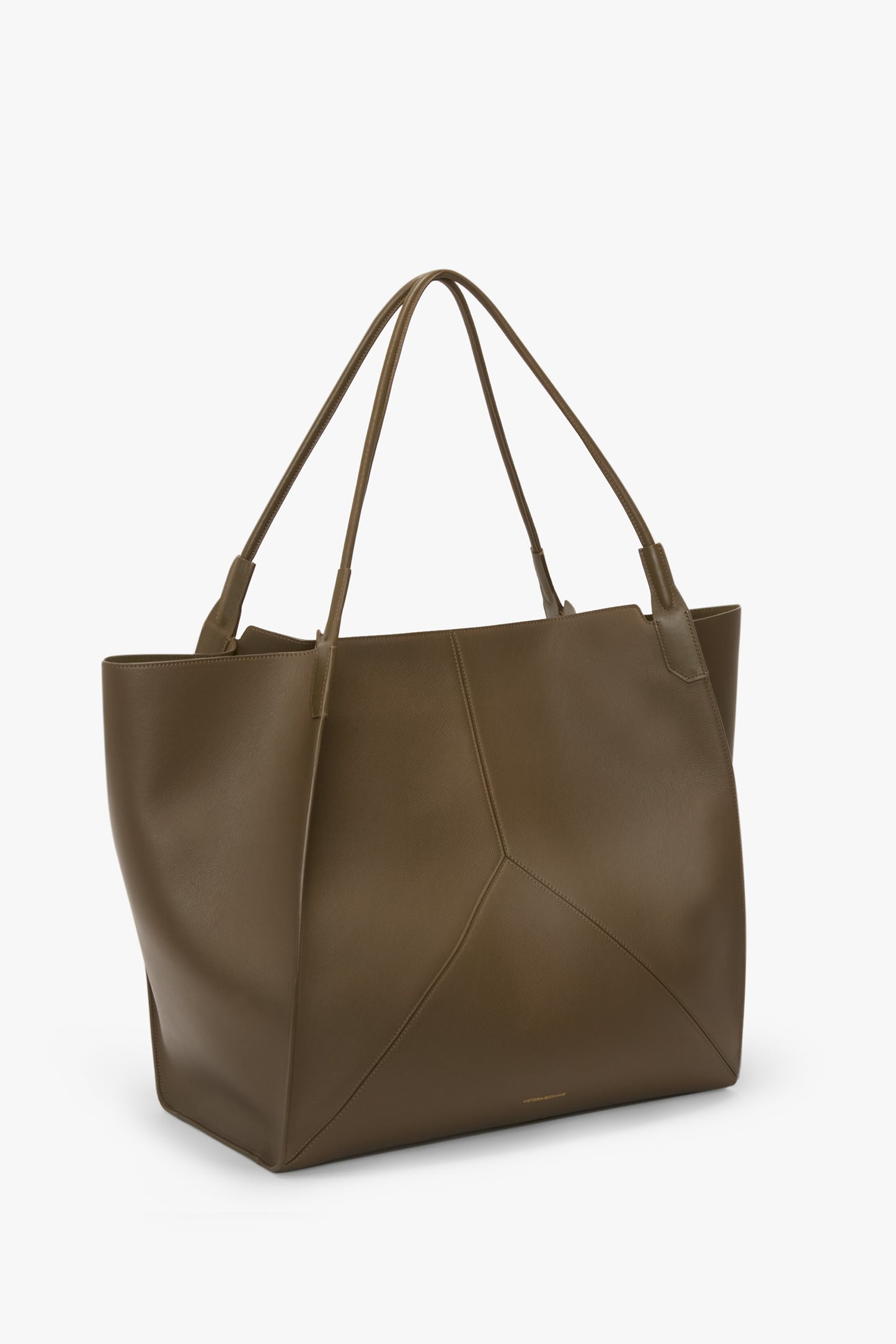 Victoria Travel Tote Bag In Khaki Soft Grained Leather