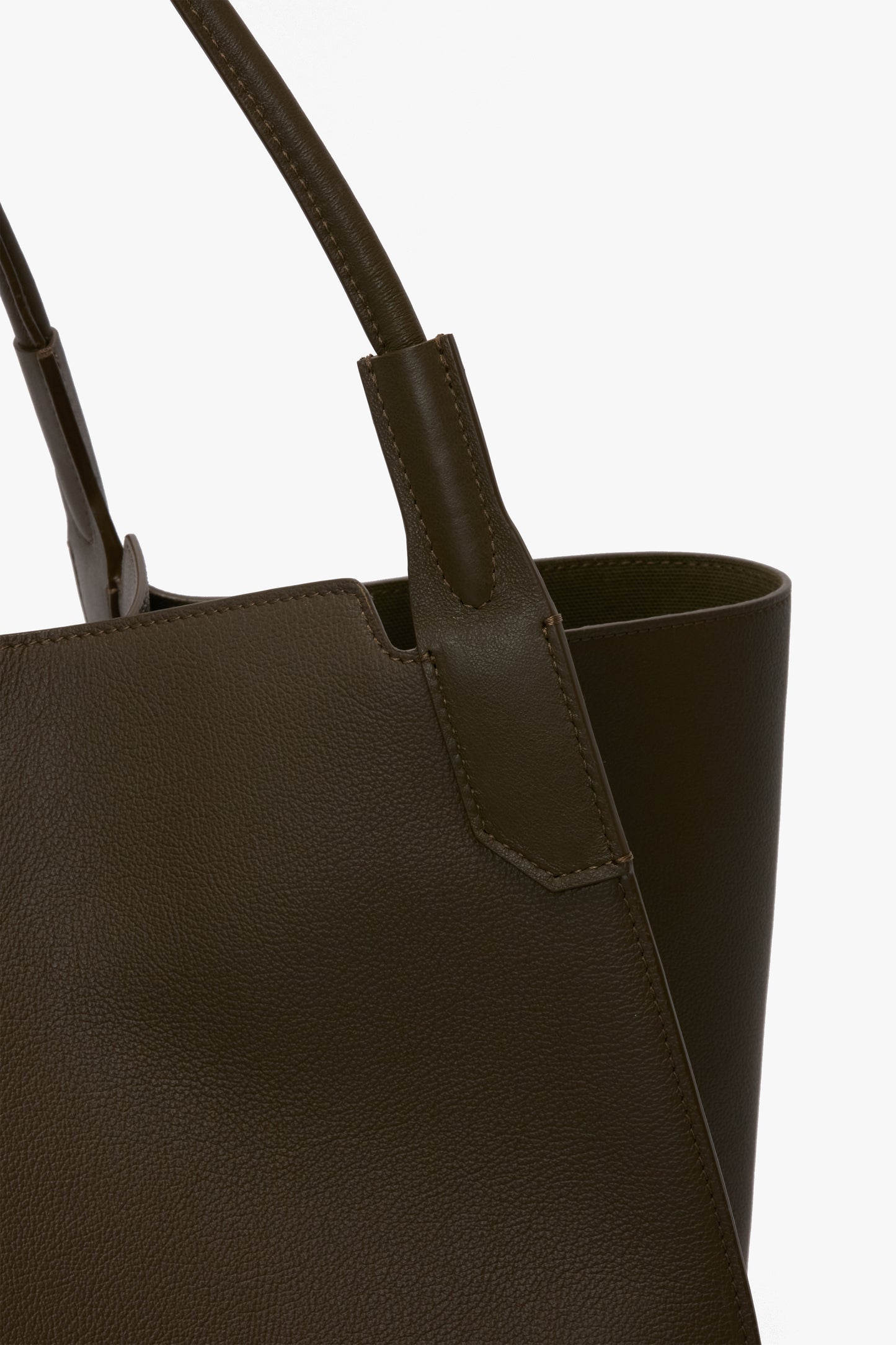 Victoria Travel Tote Bag In Khaki Soft Grained Leather