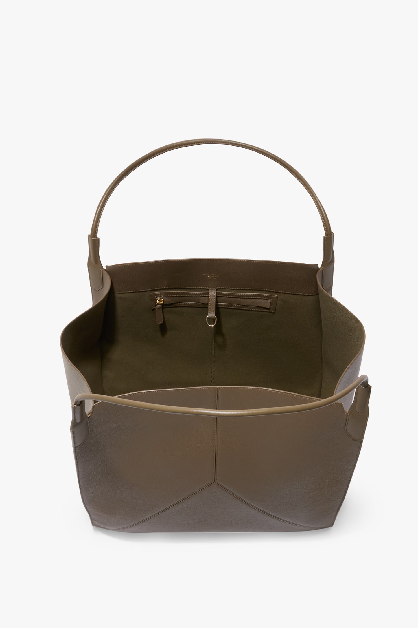 Victoria Travel Tote Bag In Khaki Soft Grained Leather