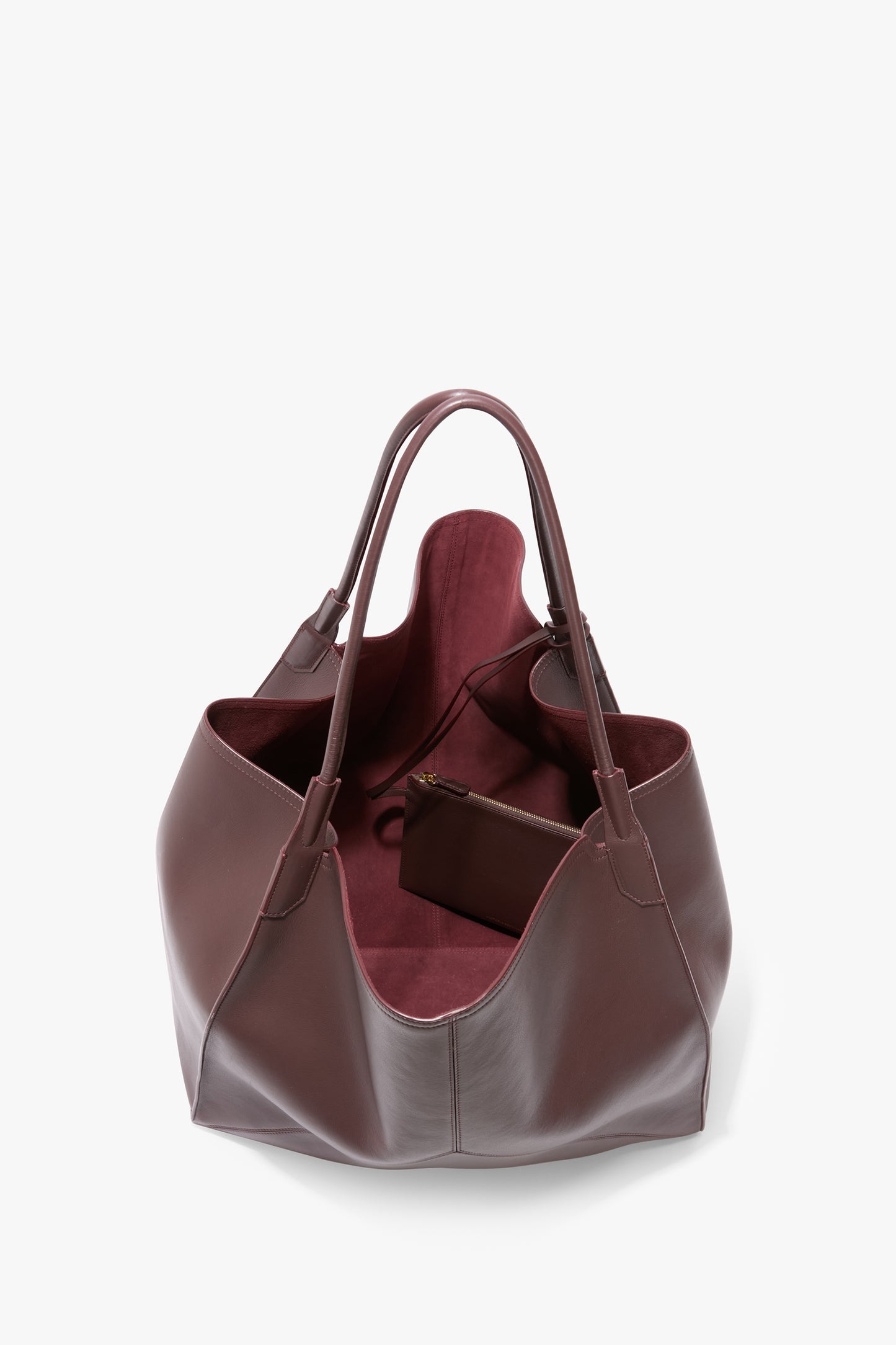 Victoria  Travel Tote In Burgundy Soft Leather