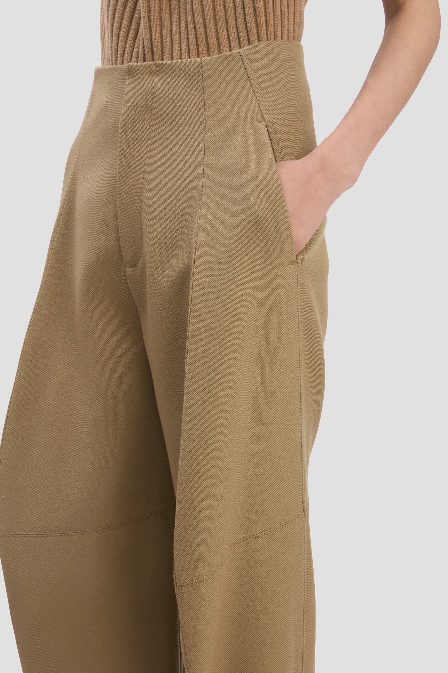 Sculptural Leg Trouser In Dark Camel