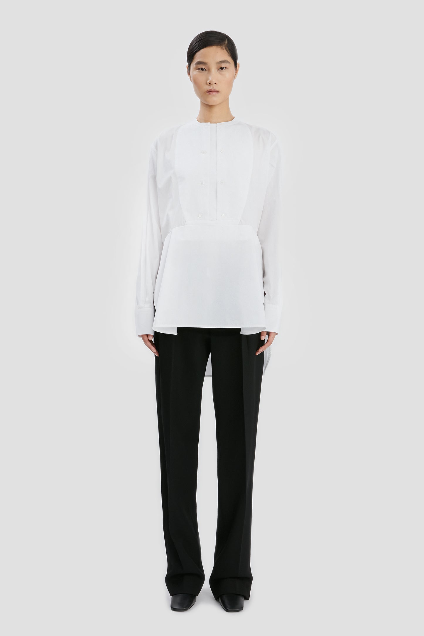 Double Bib Detail Shirt In White