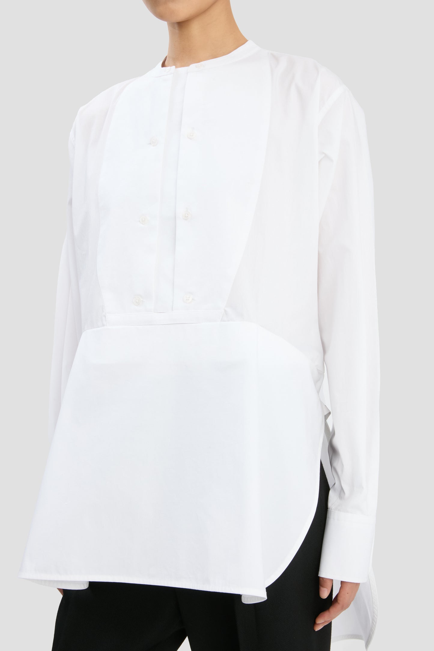 Double Bib Detail Shirt In White