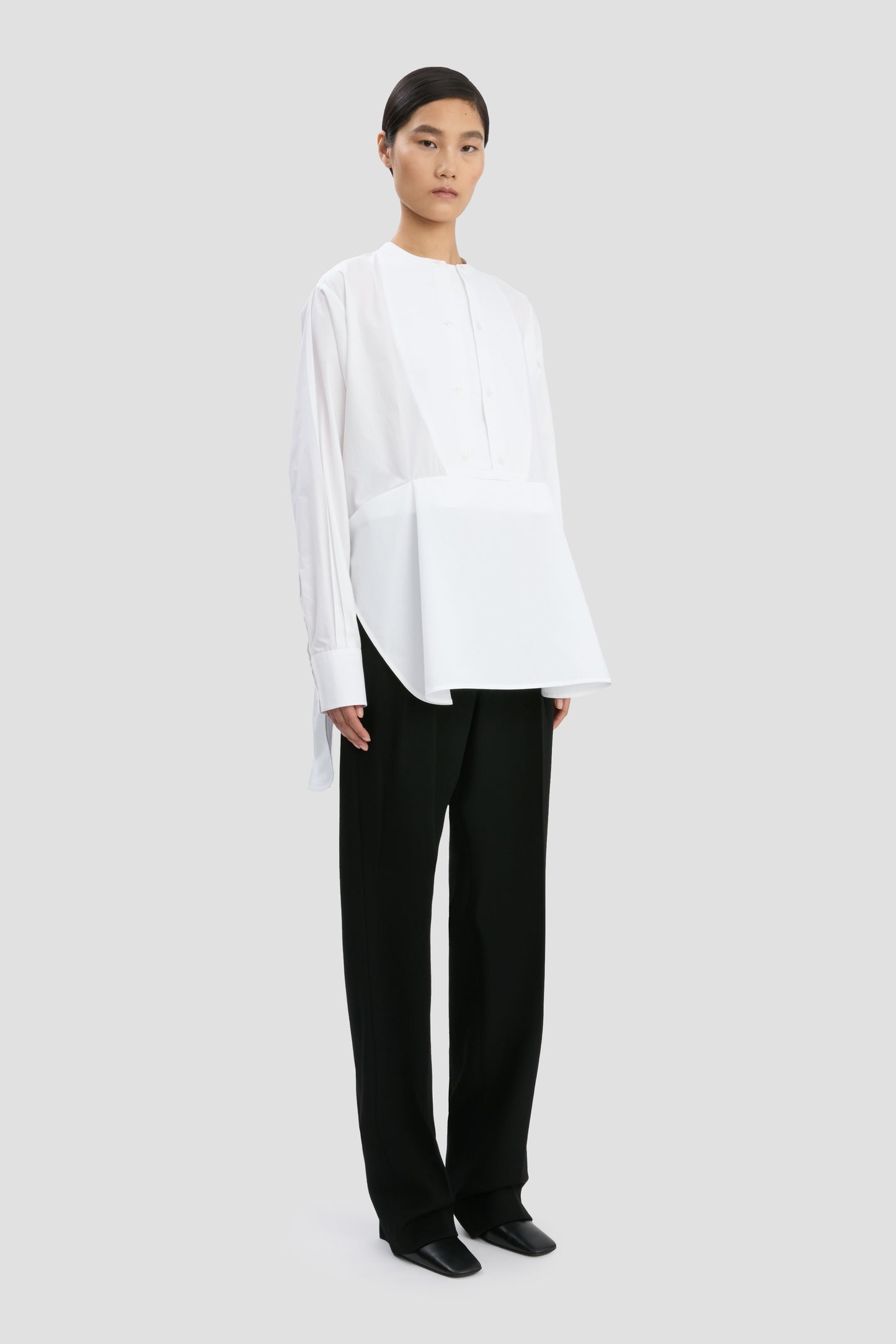 Double Bib Detail Shirt In White