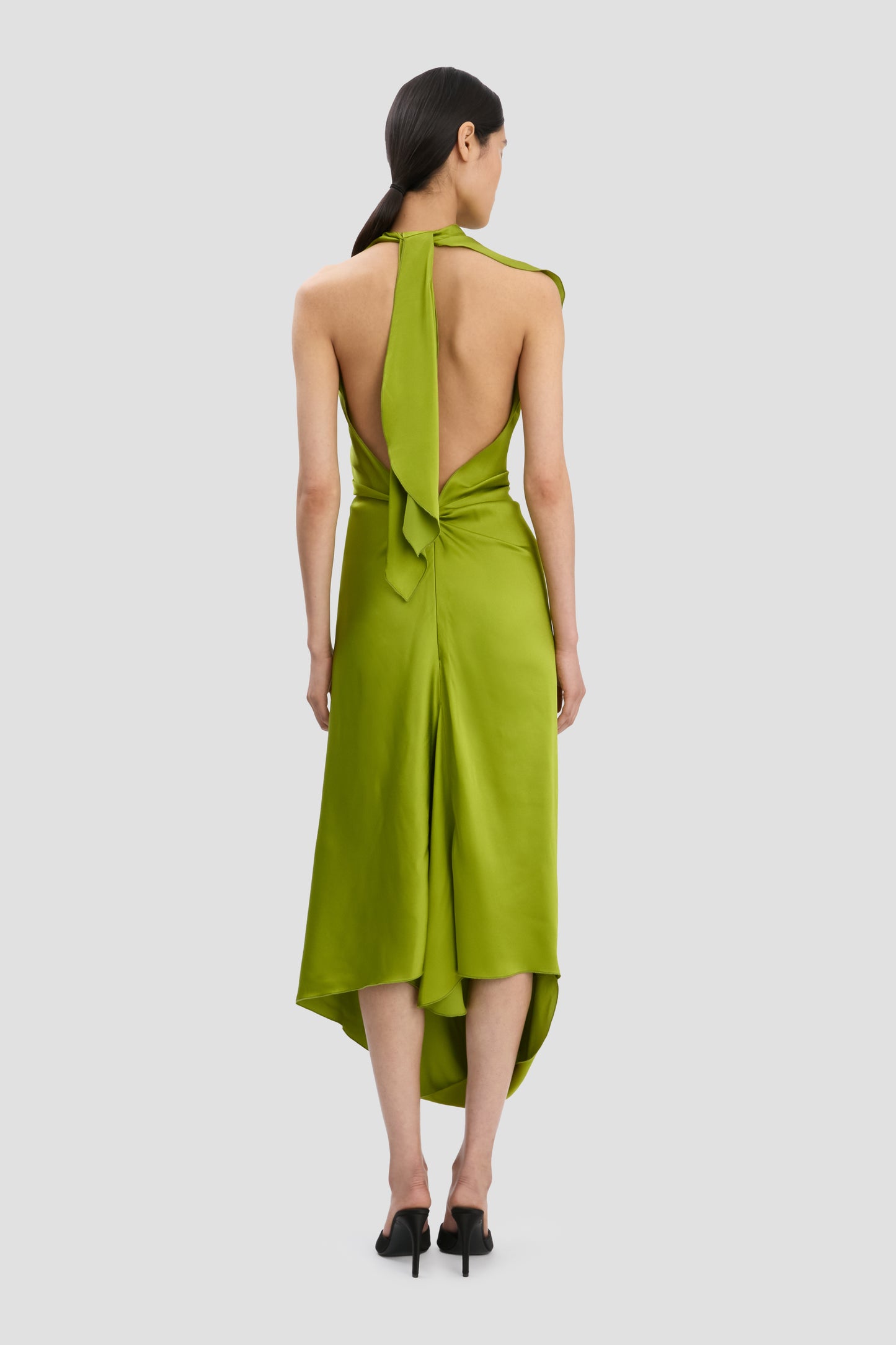 Backless Scarf Midi Dress In Parakeet