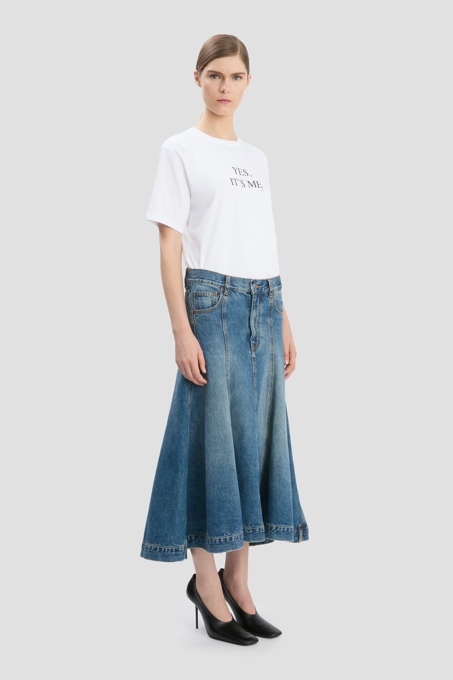 Panelled Skirt In Classic Blue Wash