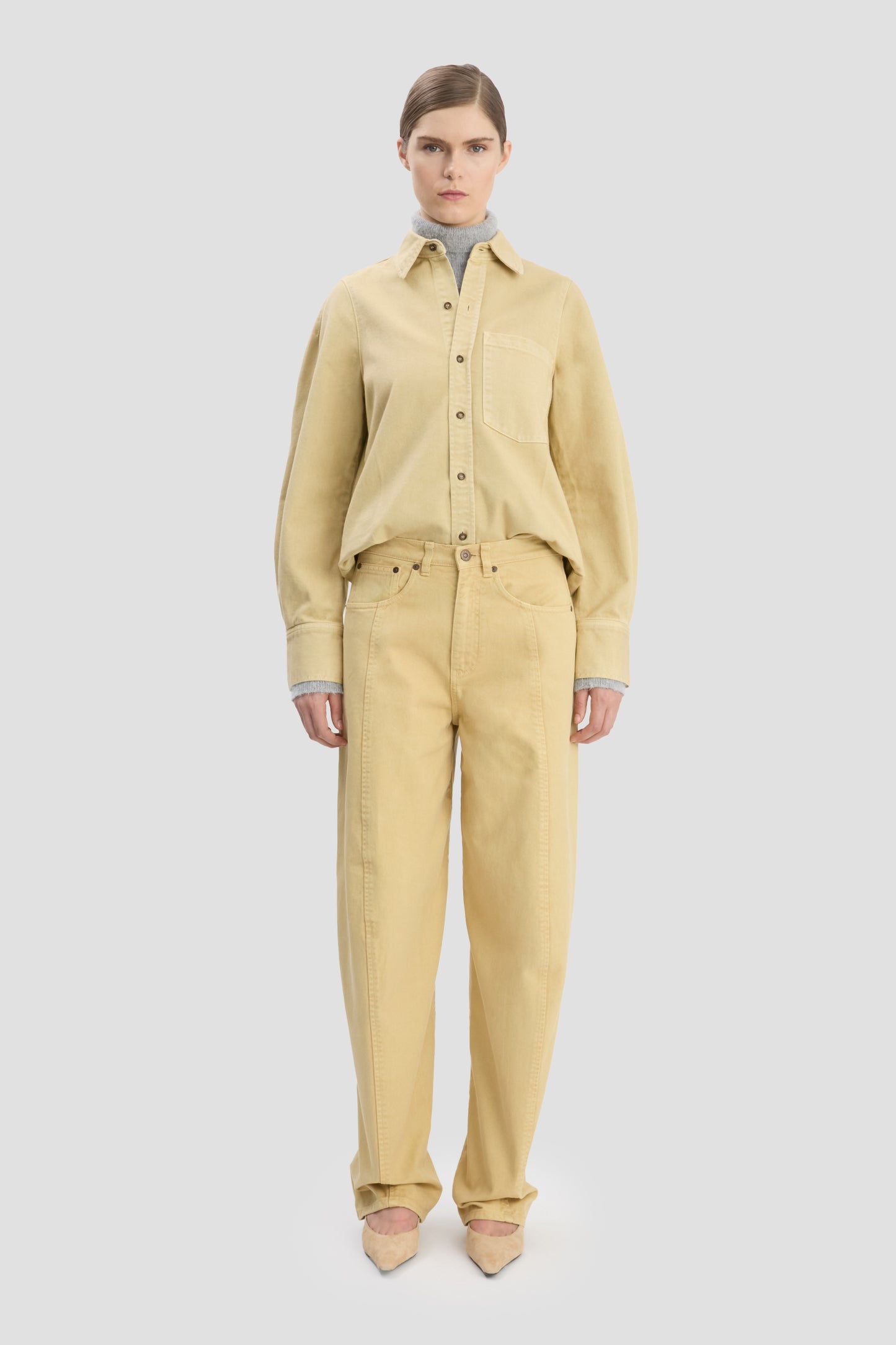 Curved Leg Jean In Butter Yellow