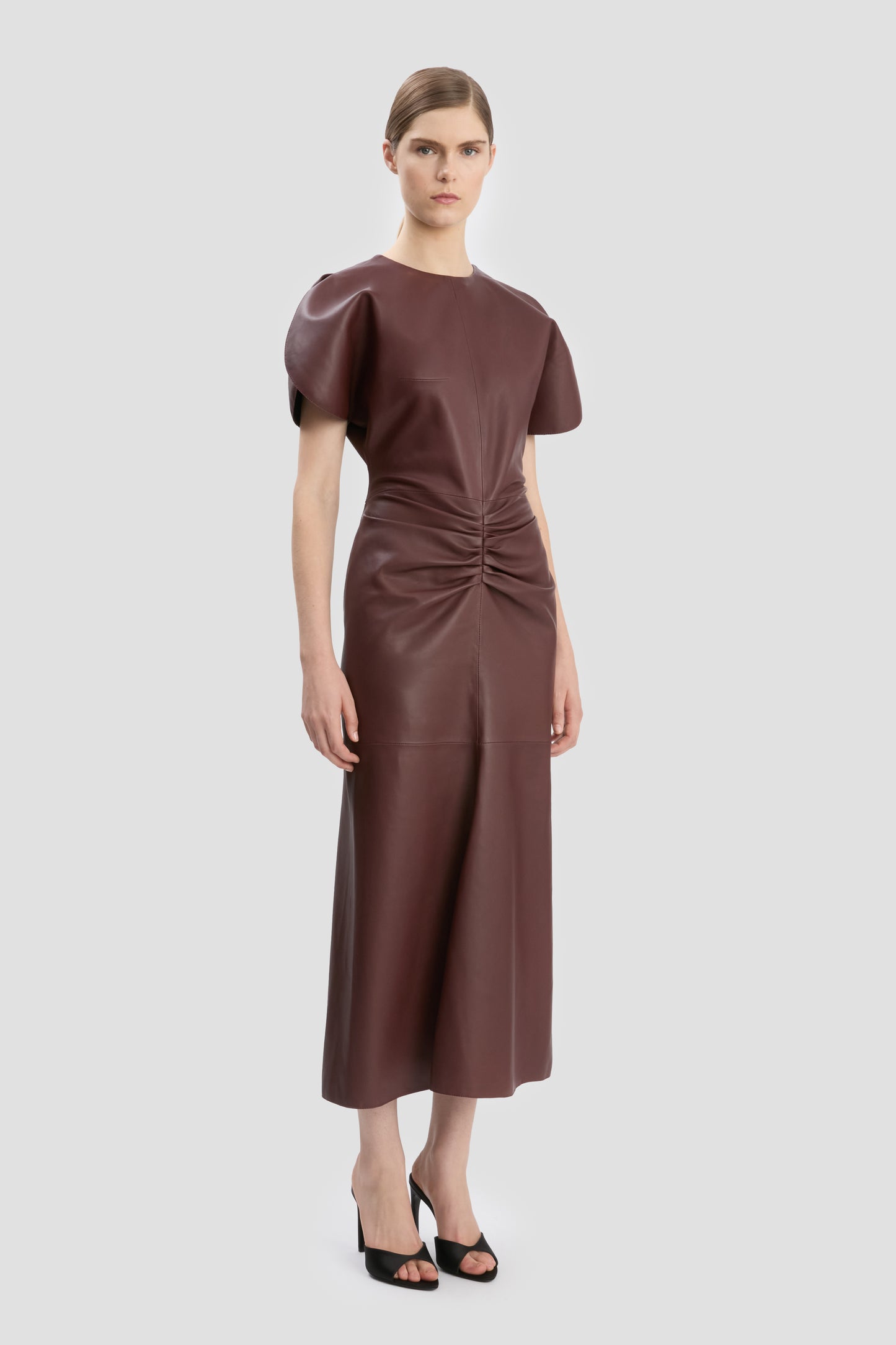 Bela Midi Dress In Burgundy