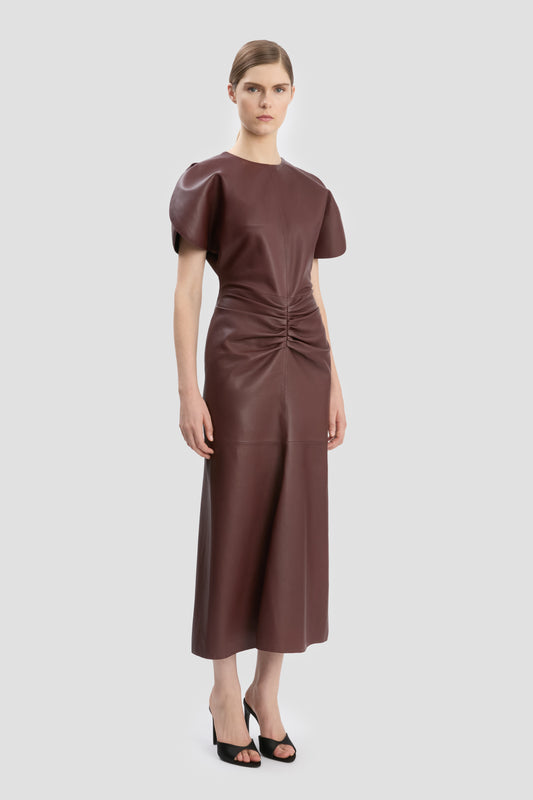 Bela Midi Dress In Burgundy