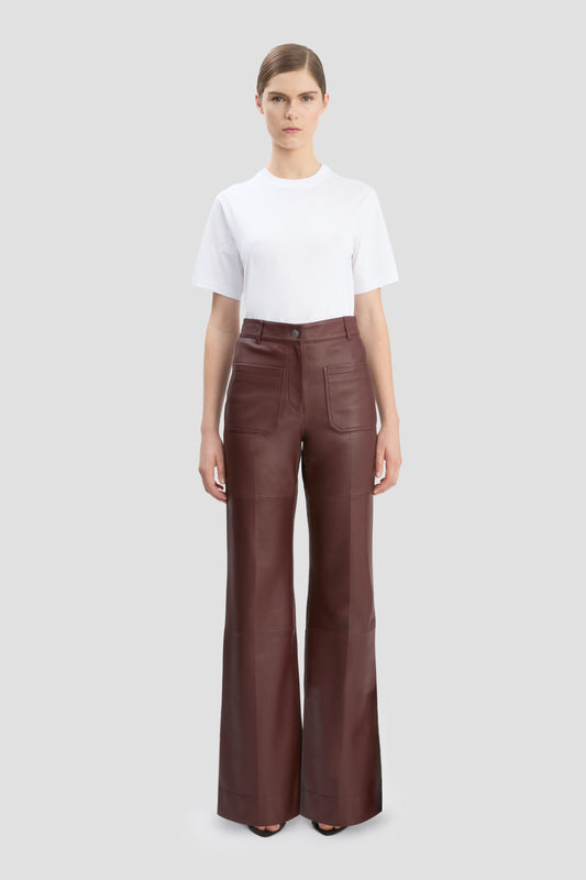 Leather Alina Trouser In Burgundy