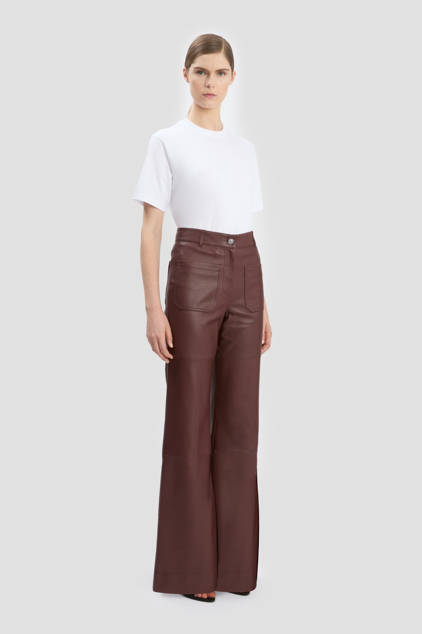 Leather Alina Trouser In Burgundy