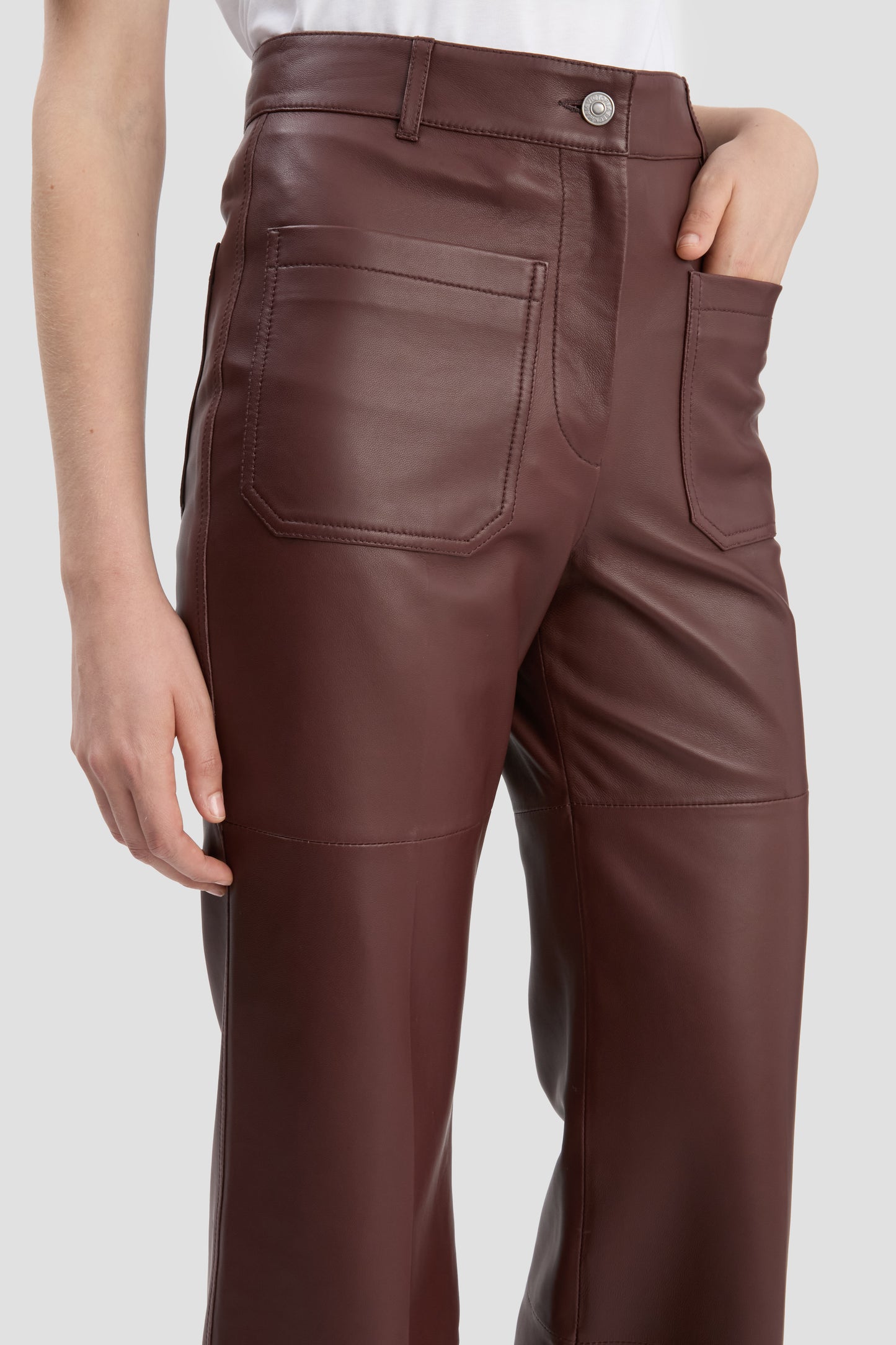 Leather Alina Trouser In Burgundy