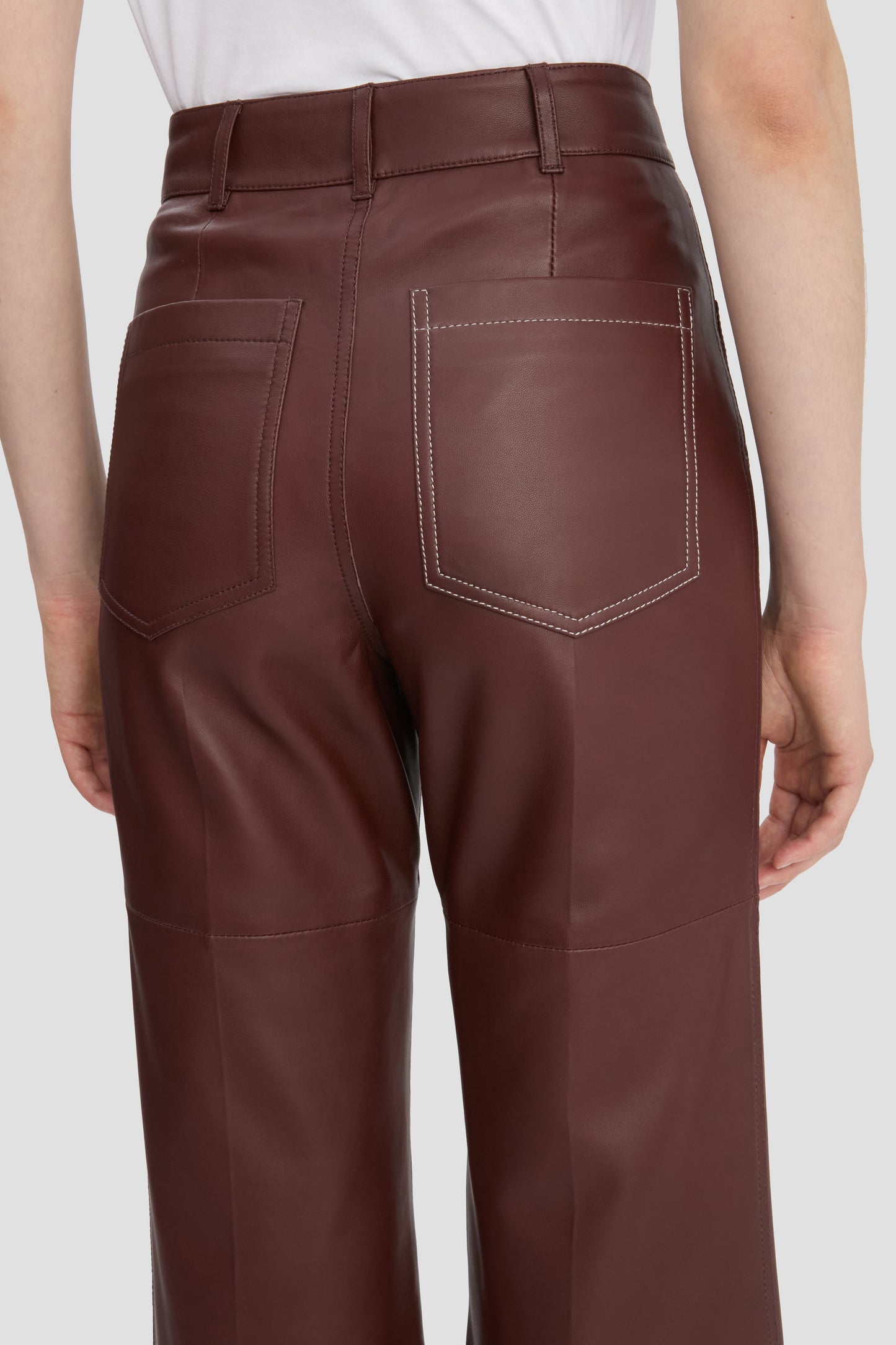 Leather Alina Trouser In Burgundy