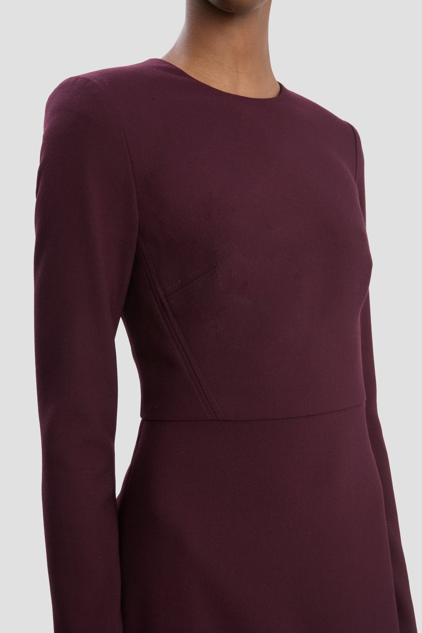 T-Shirt Fitted Dress In Deep Mahogany