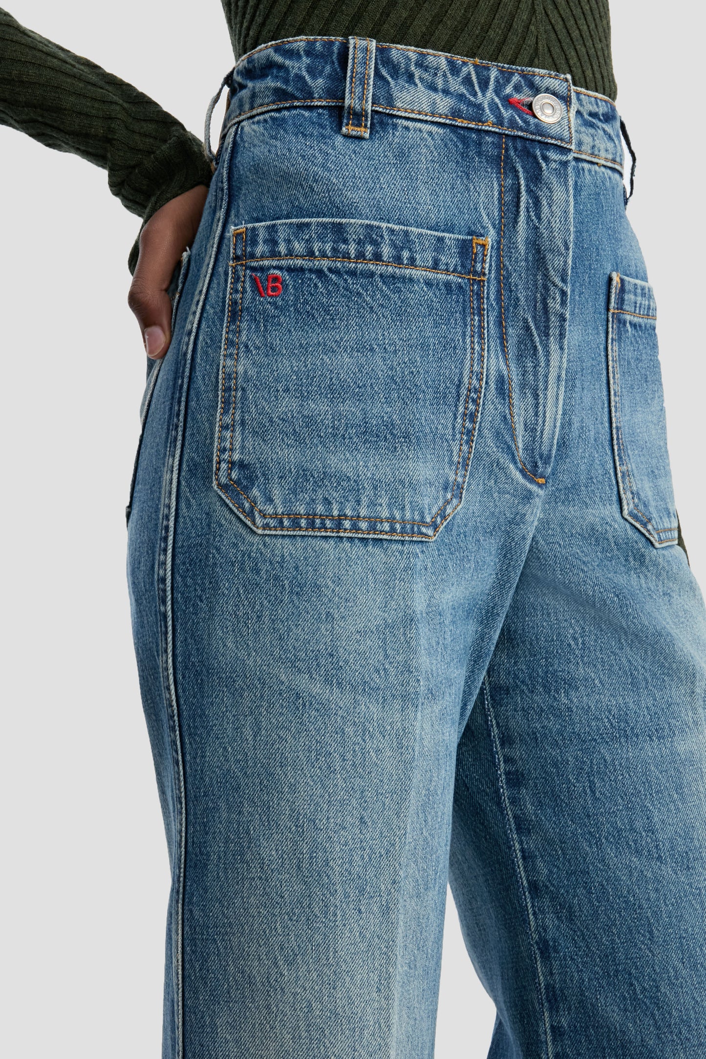 Alina High Waisted Short Jean In Mid Blue