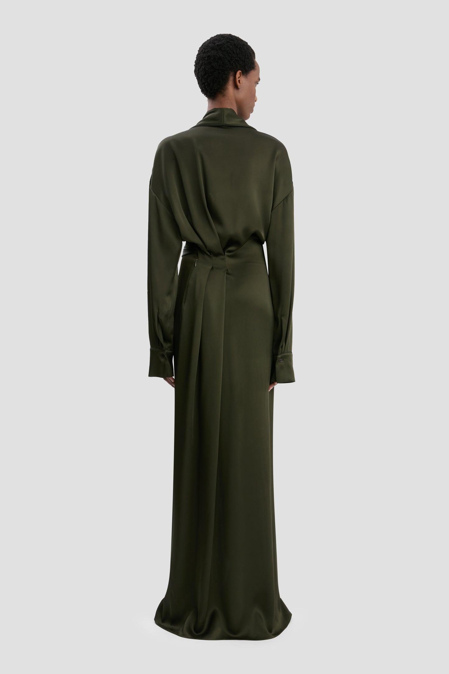 Wrap Gown In Dark Olive