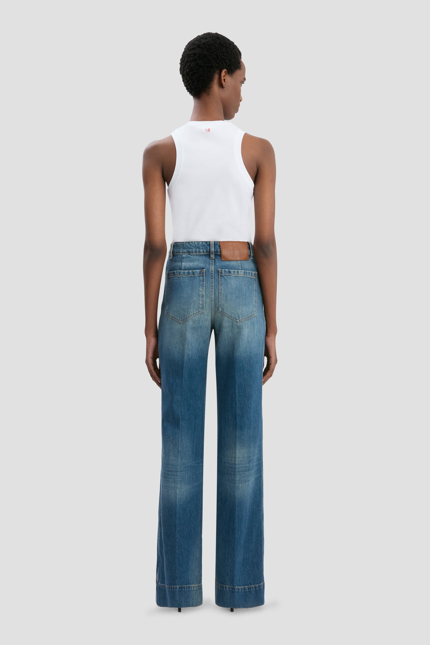 Alina High Waisted Long Jean In Classic Blue Wash