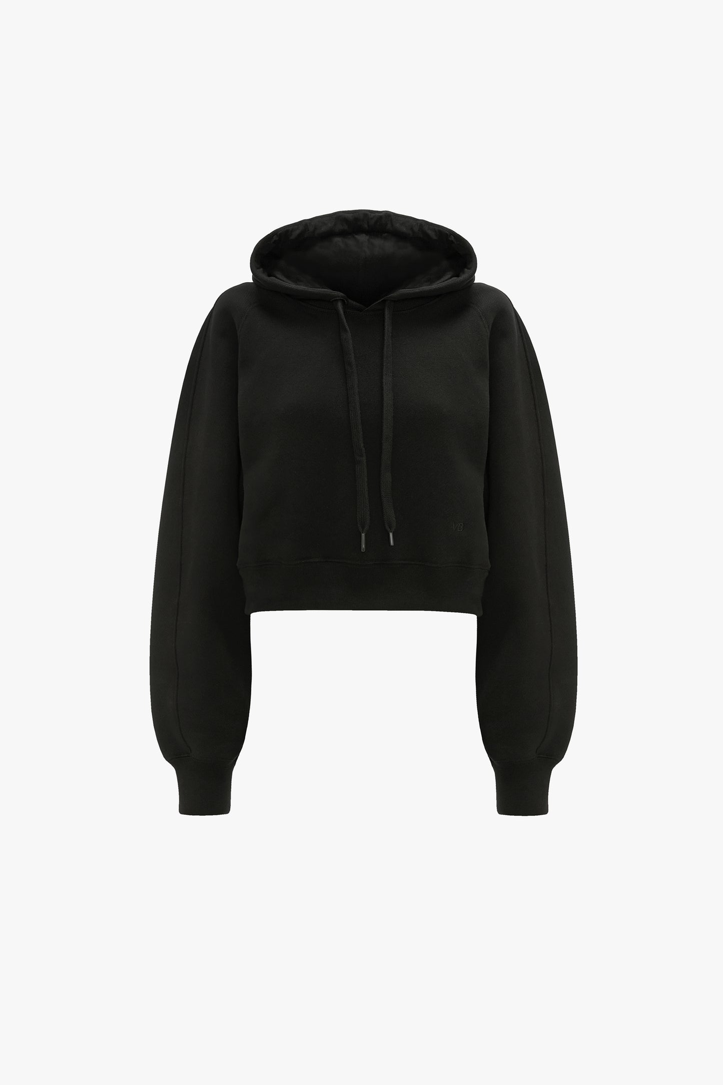 Cropped Raglan Hoodie In Black