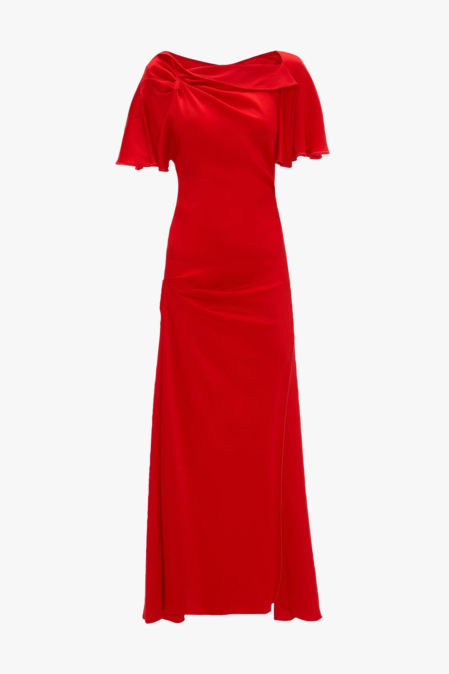 Draped Cap Sleeve Dress In Cayenne