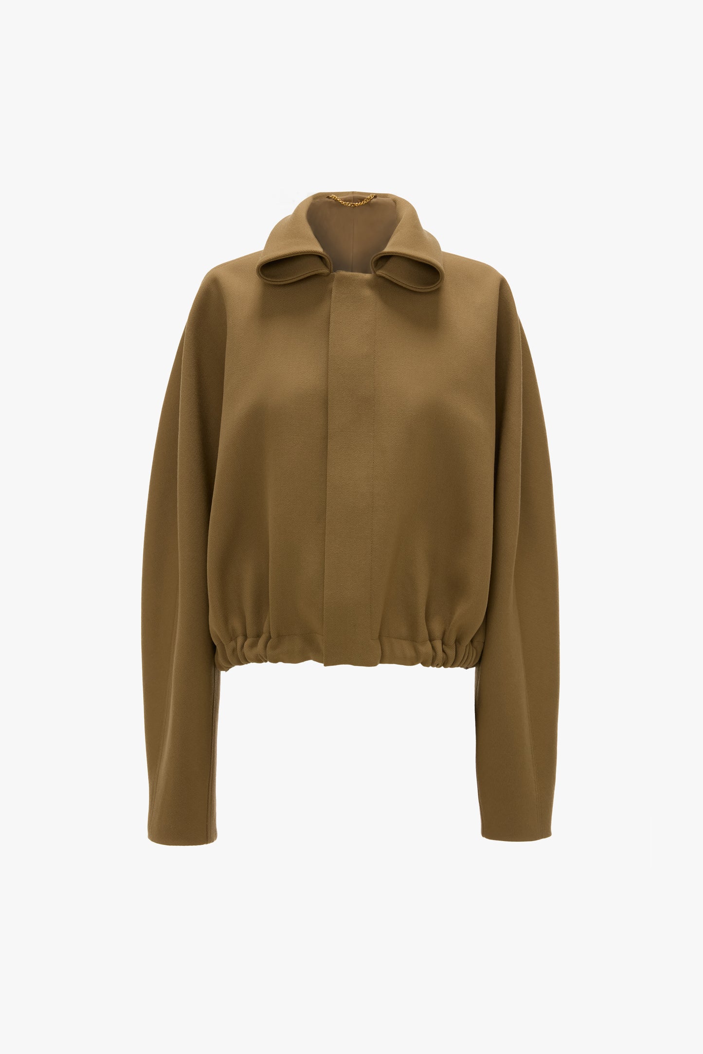 Roll Neck Bomber Jacket In Dark Camel