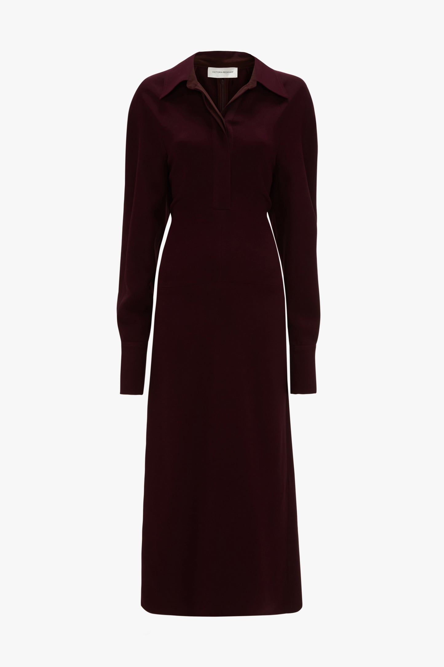 Polo Collar Midi Dress In Merlot