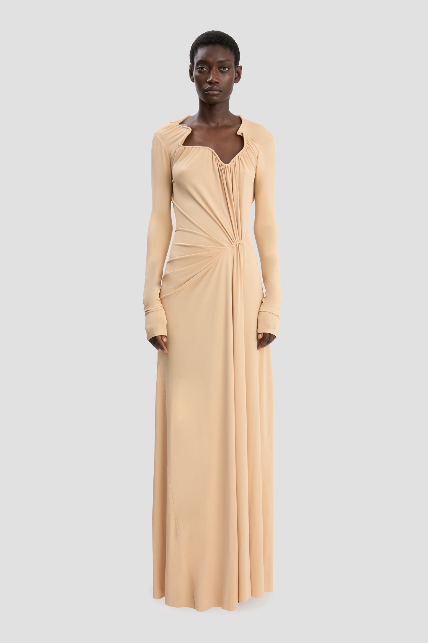 Structured Gown In Dune Beige