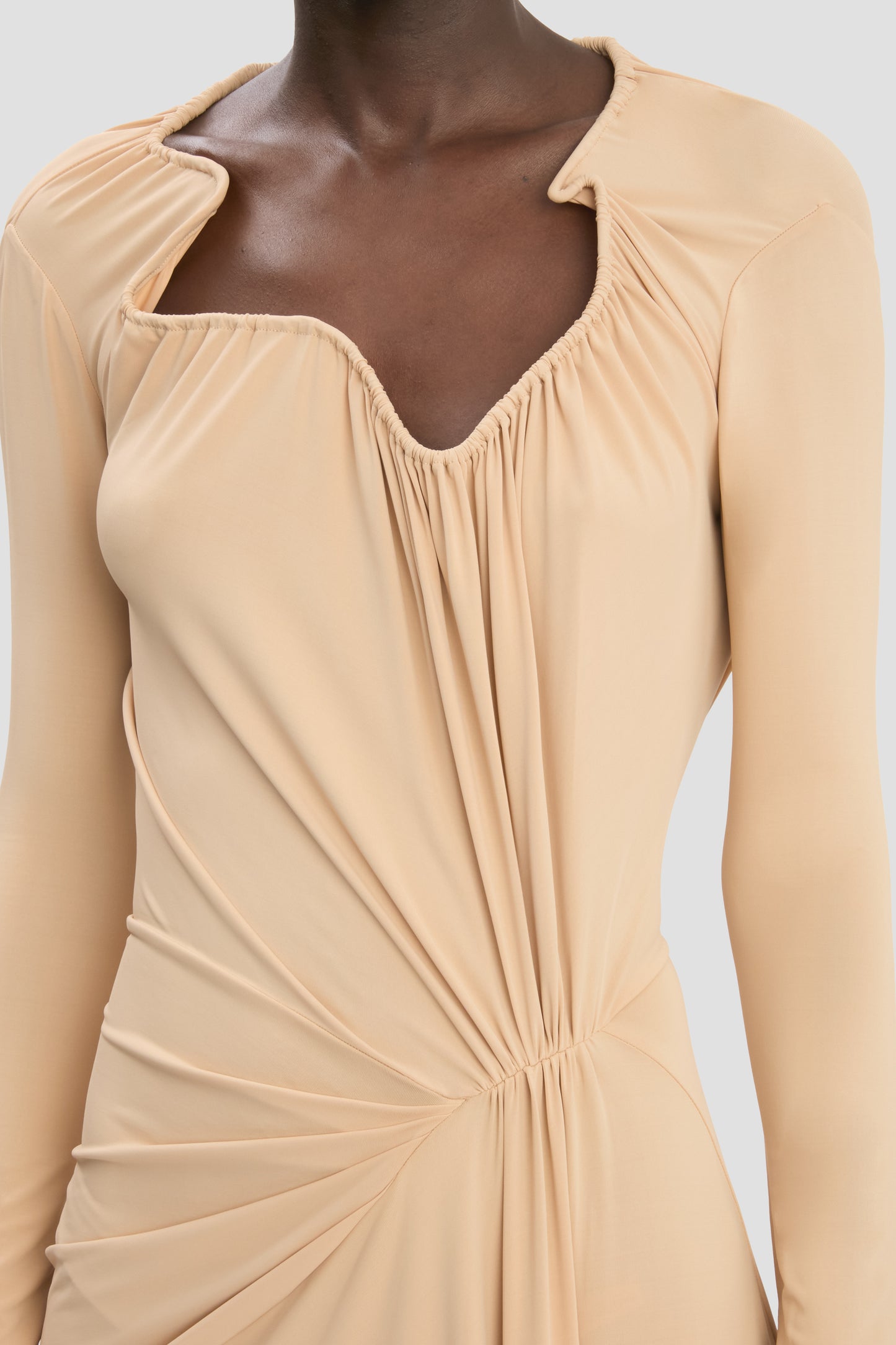Structured Gown In Dune Beige