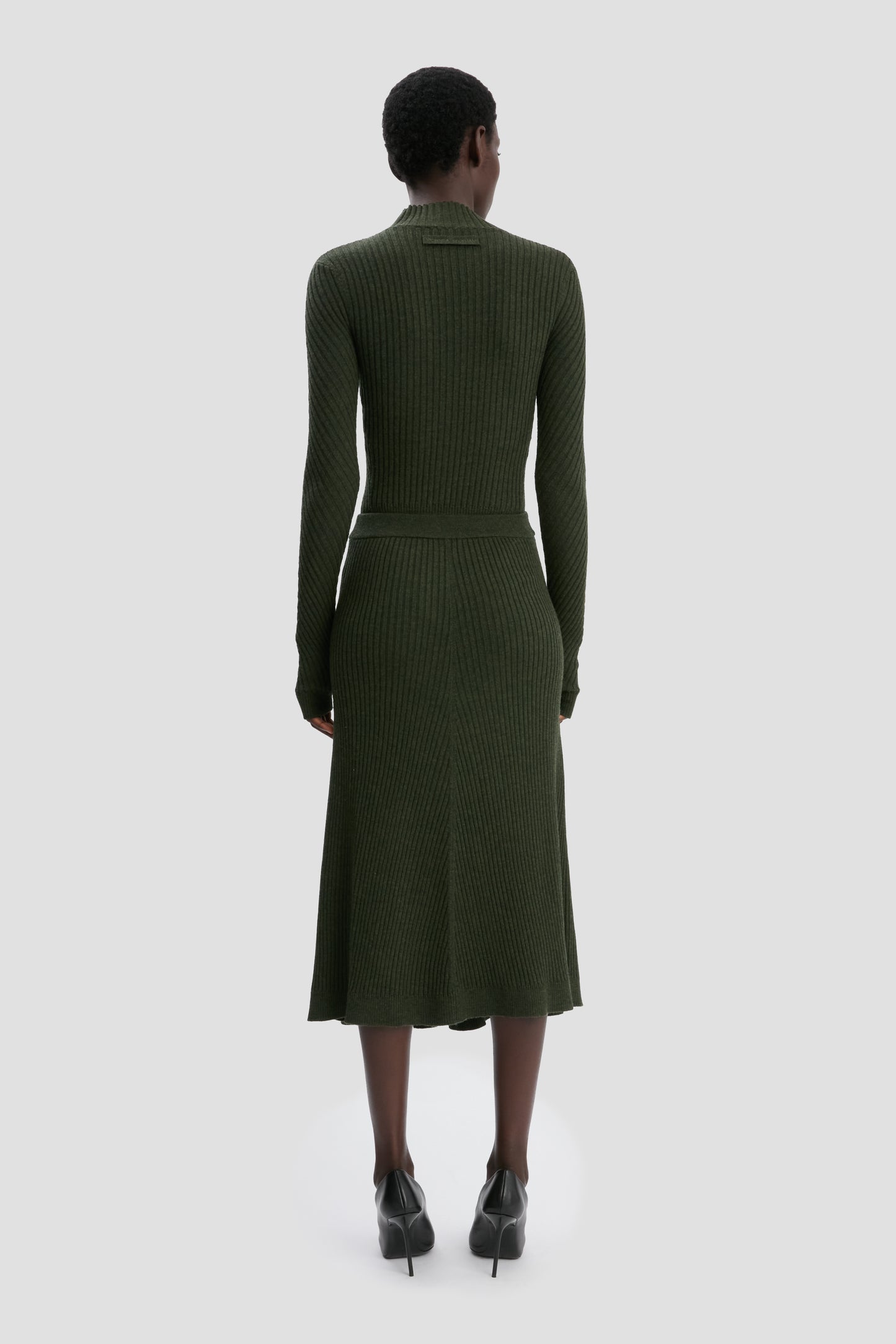 Ribbed Midi Knit Skirt In Oregano