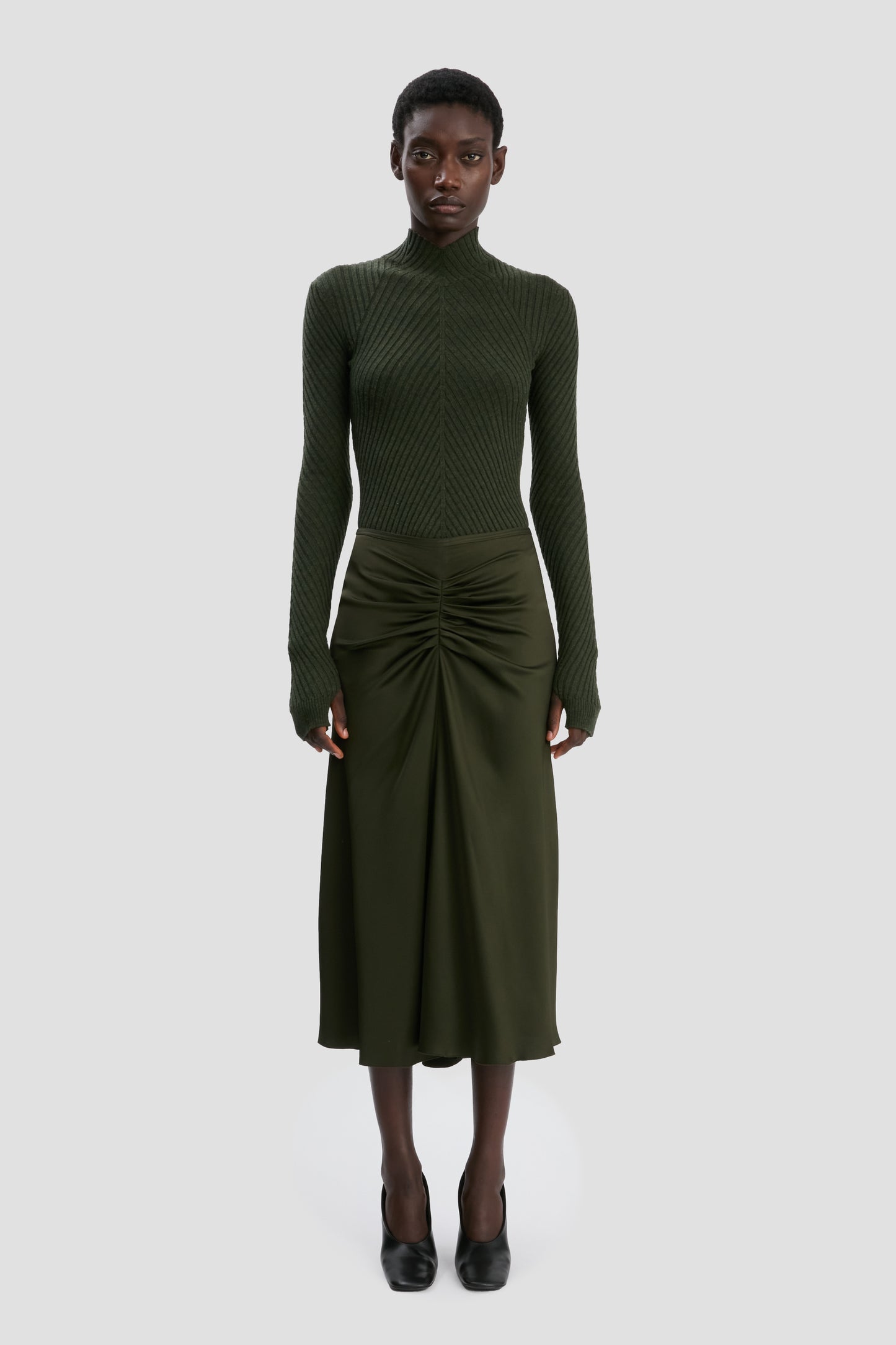 Bela Midi Skirt In Dark Olive