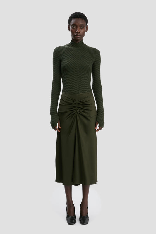 Bela Midi Skirt In Dark Olive
