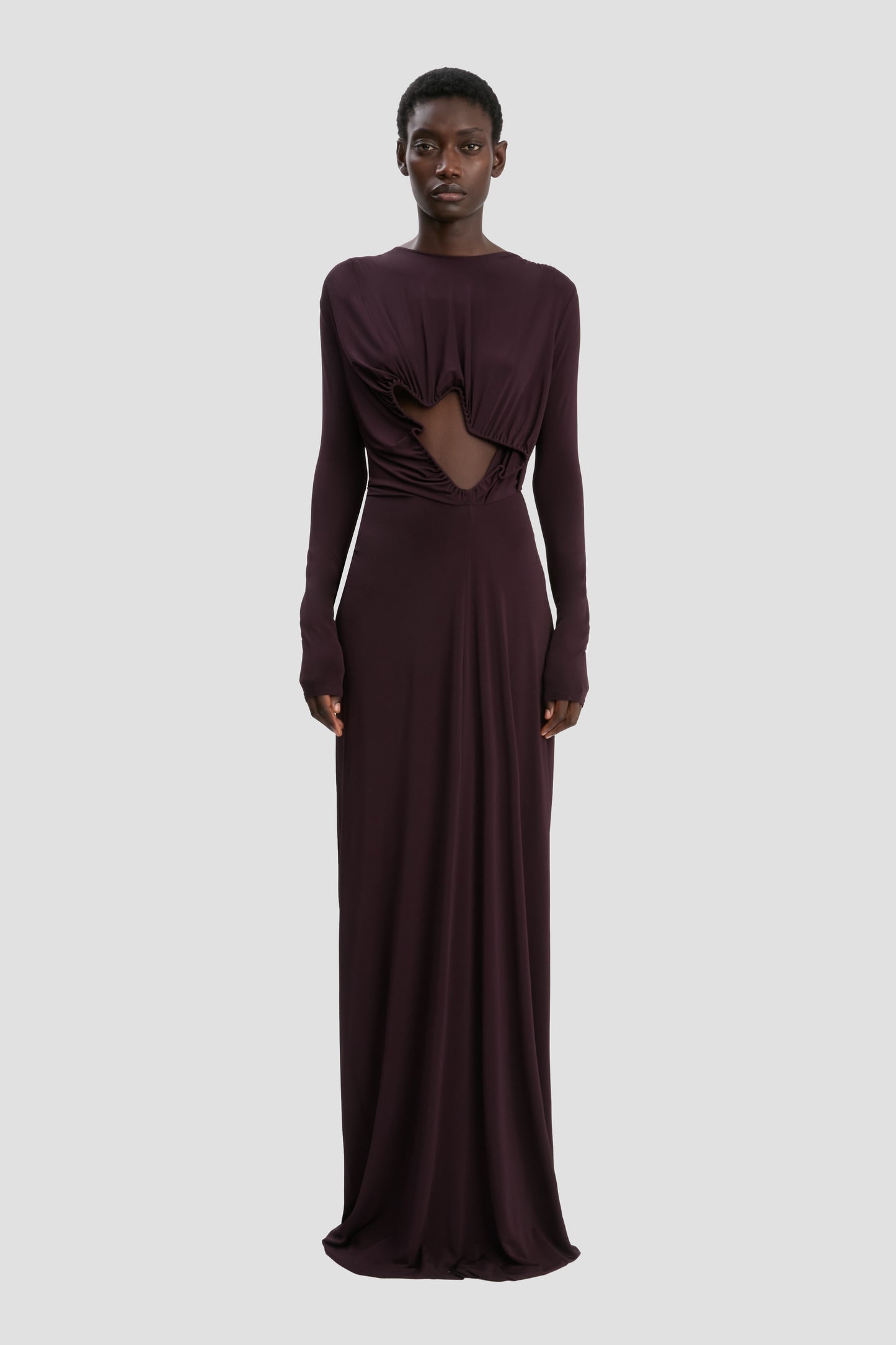 Cut-Out Wire Gown In Merlot