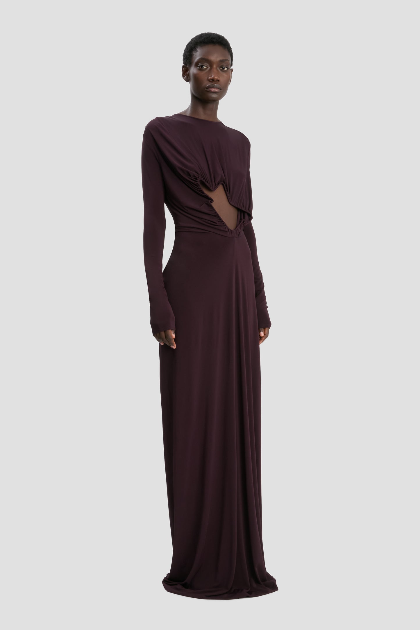 Cut-Out Wire Gown In Merlot