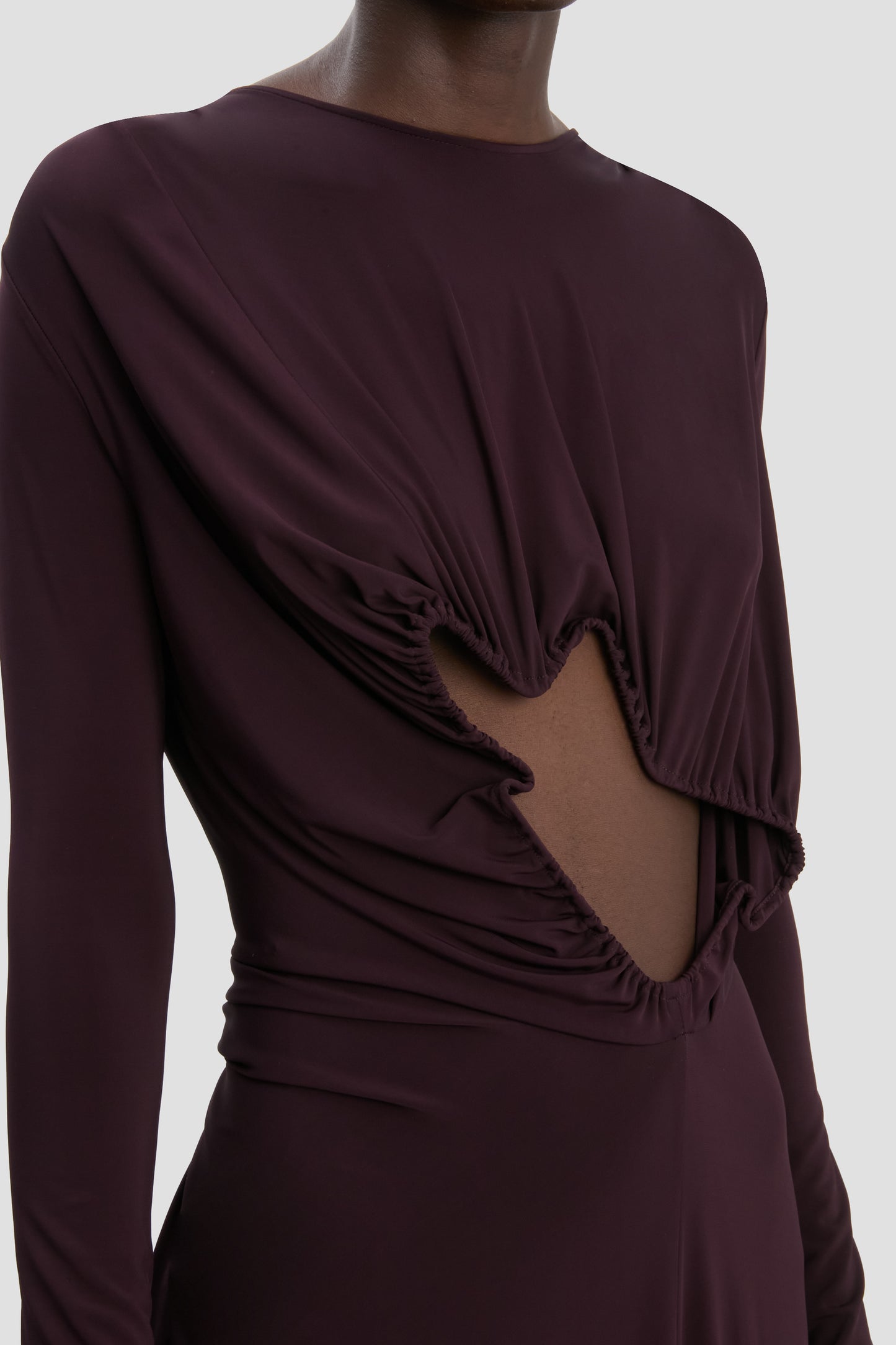 Cut-Out Wire Gown In Merlot