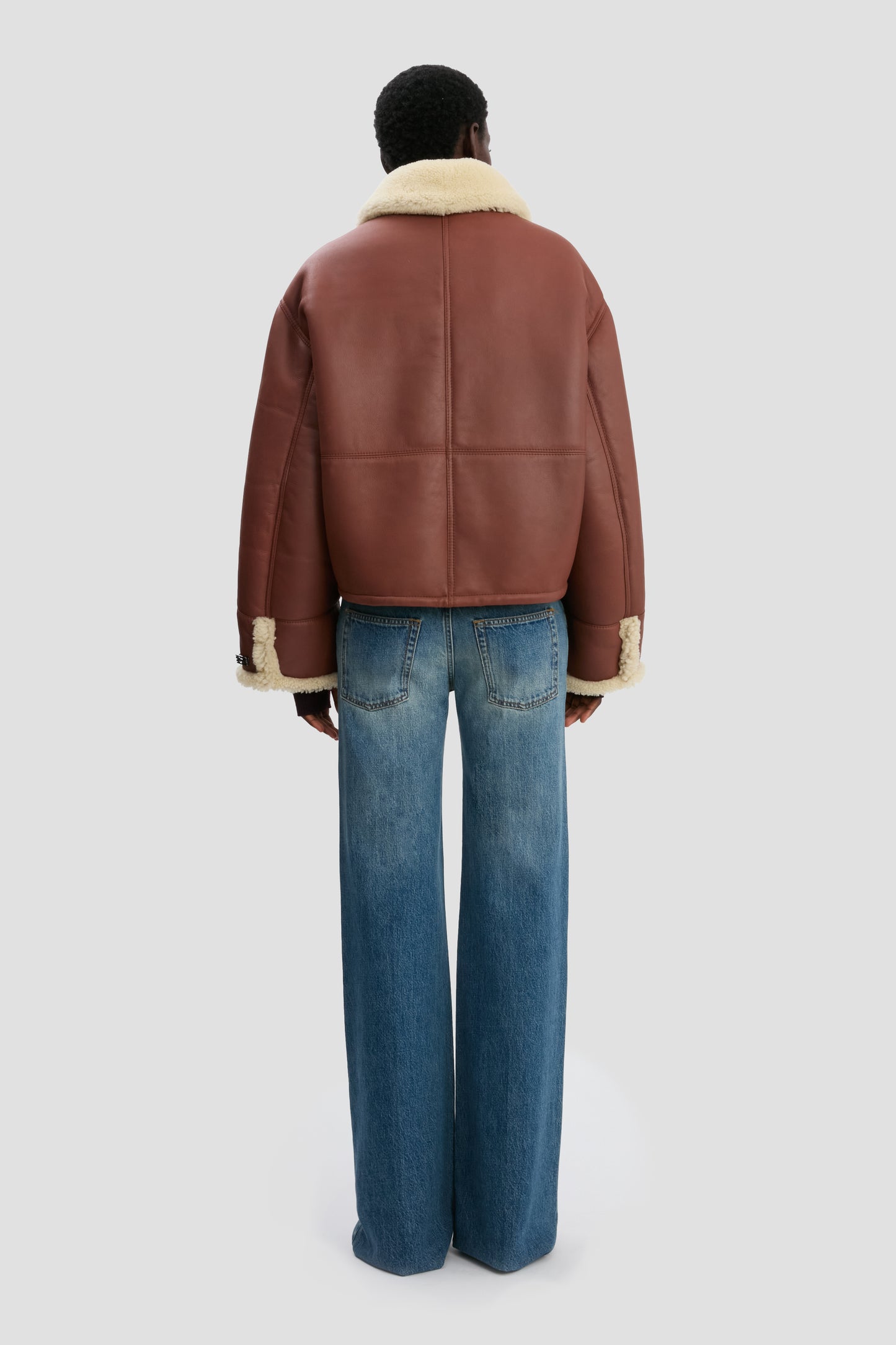 Shearling Jacket In Brown-Cream