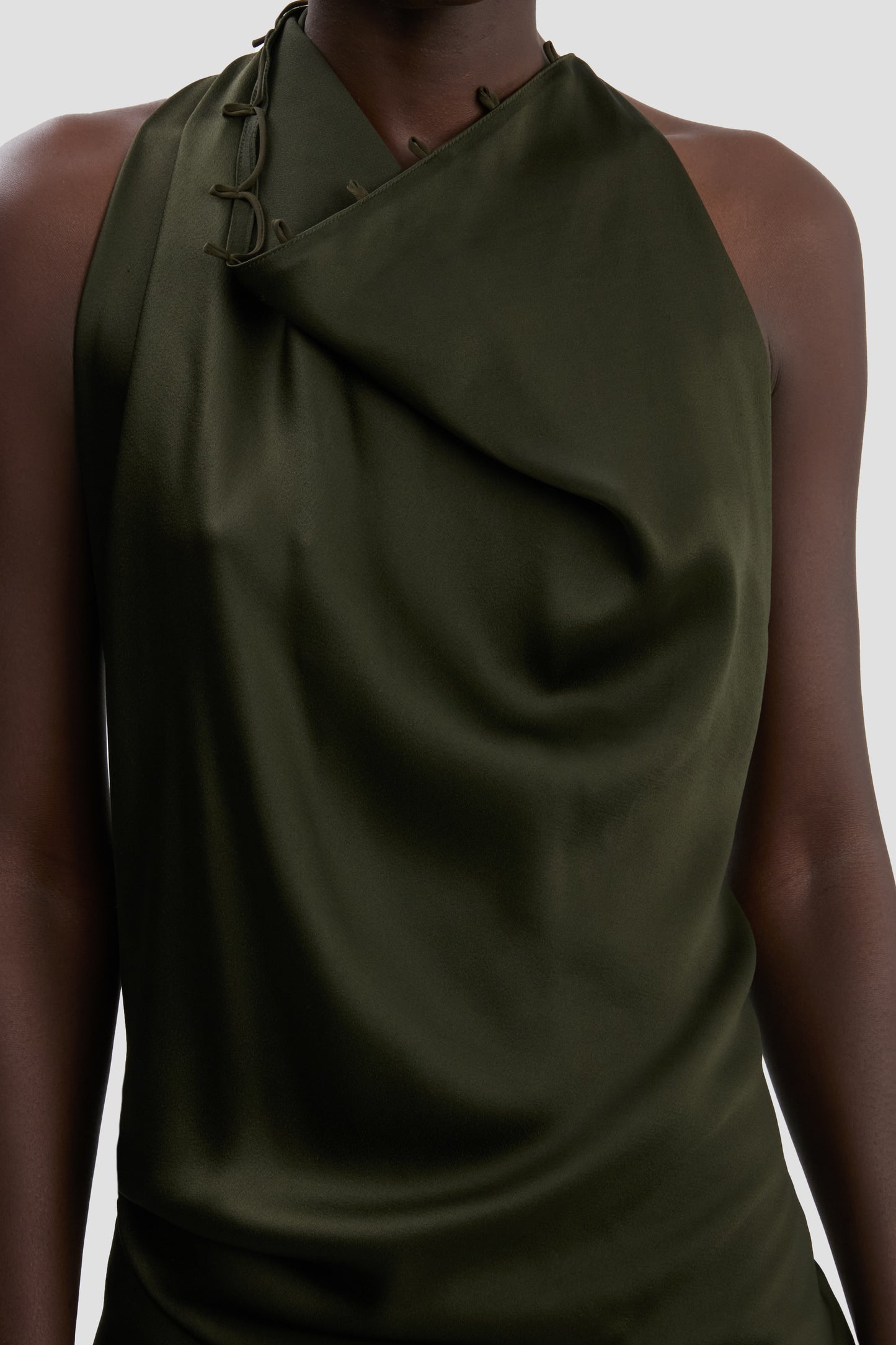 Draped Gown In Dark Olive