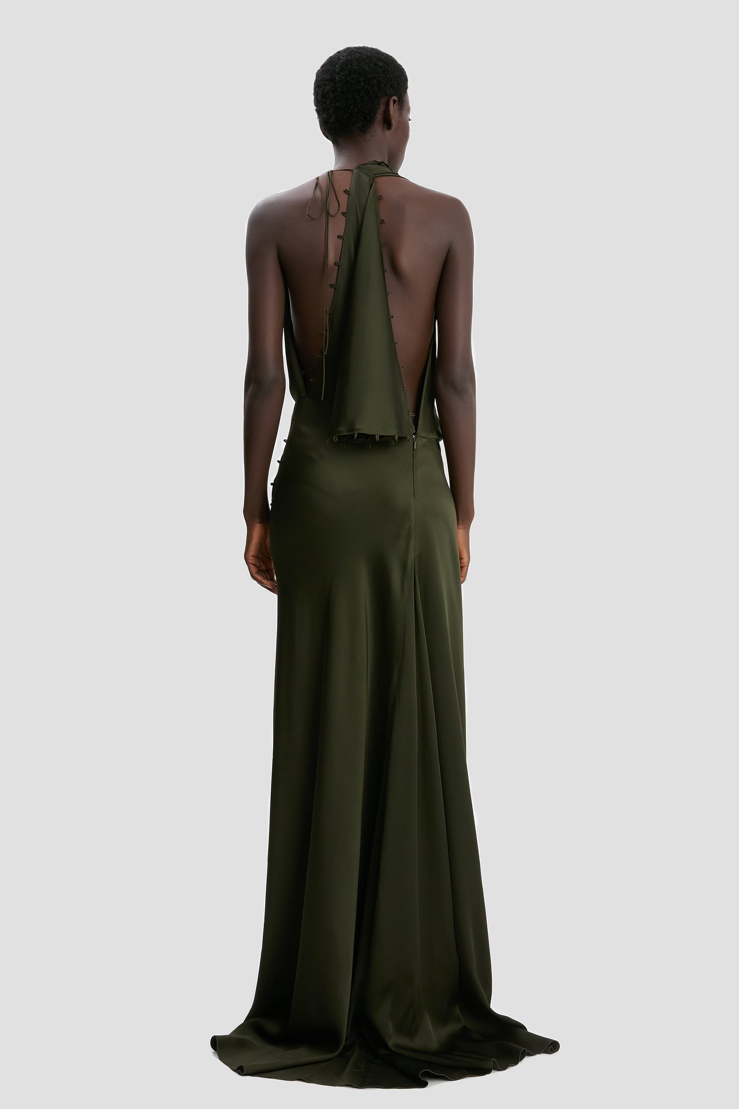 Draped Gown In Dark Olive