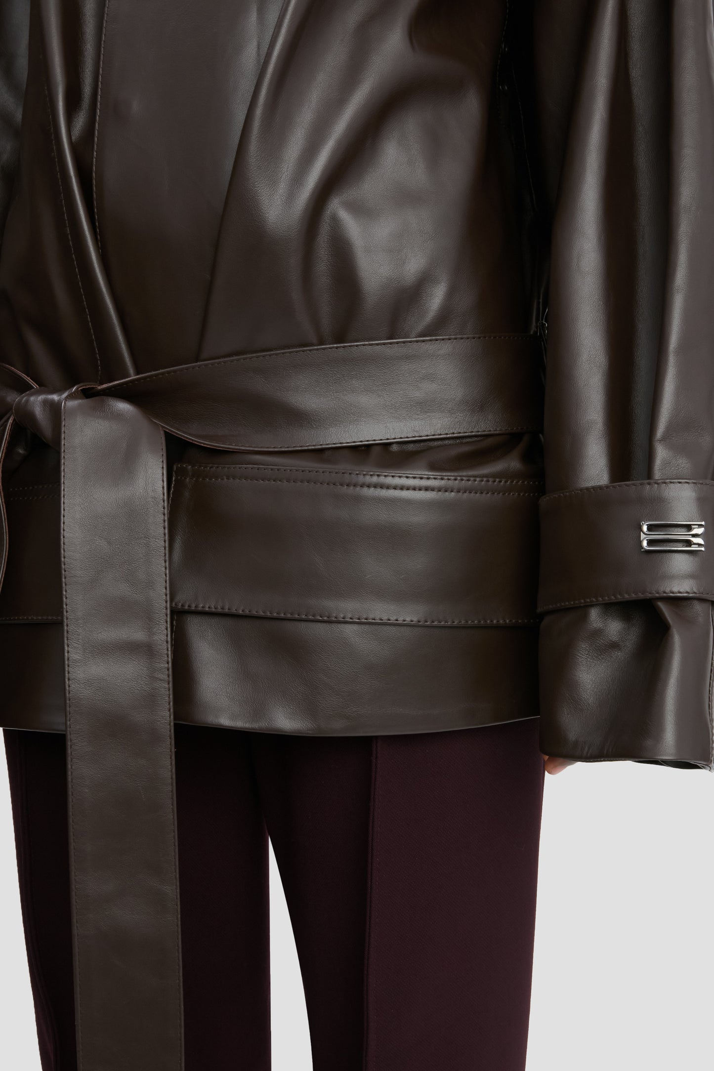 Leather Trench In Dark Chocolate
