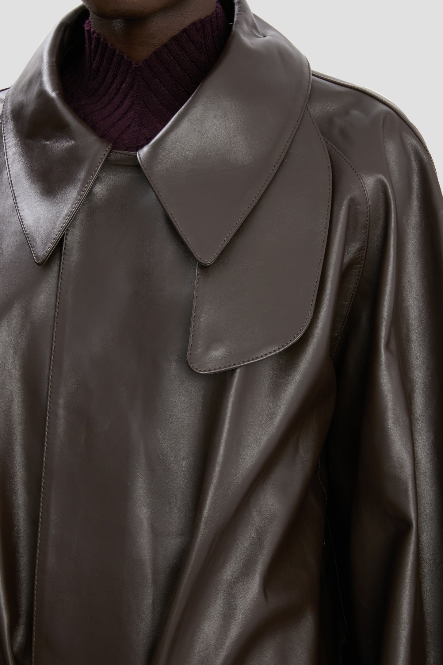 Leather Trench In Dark Chocolate