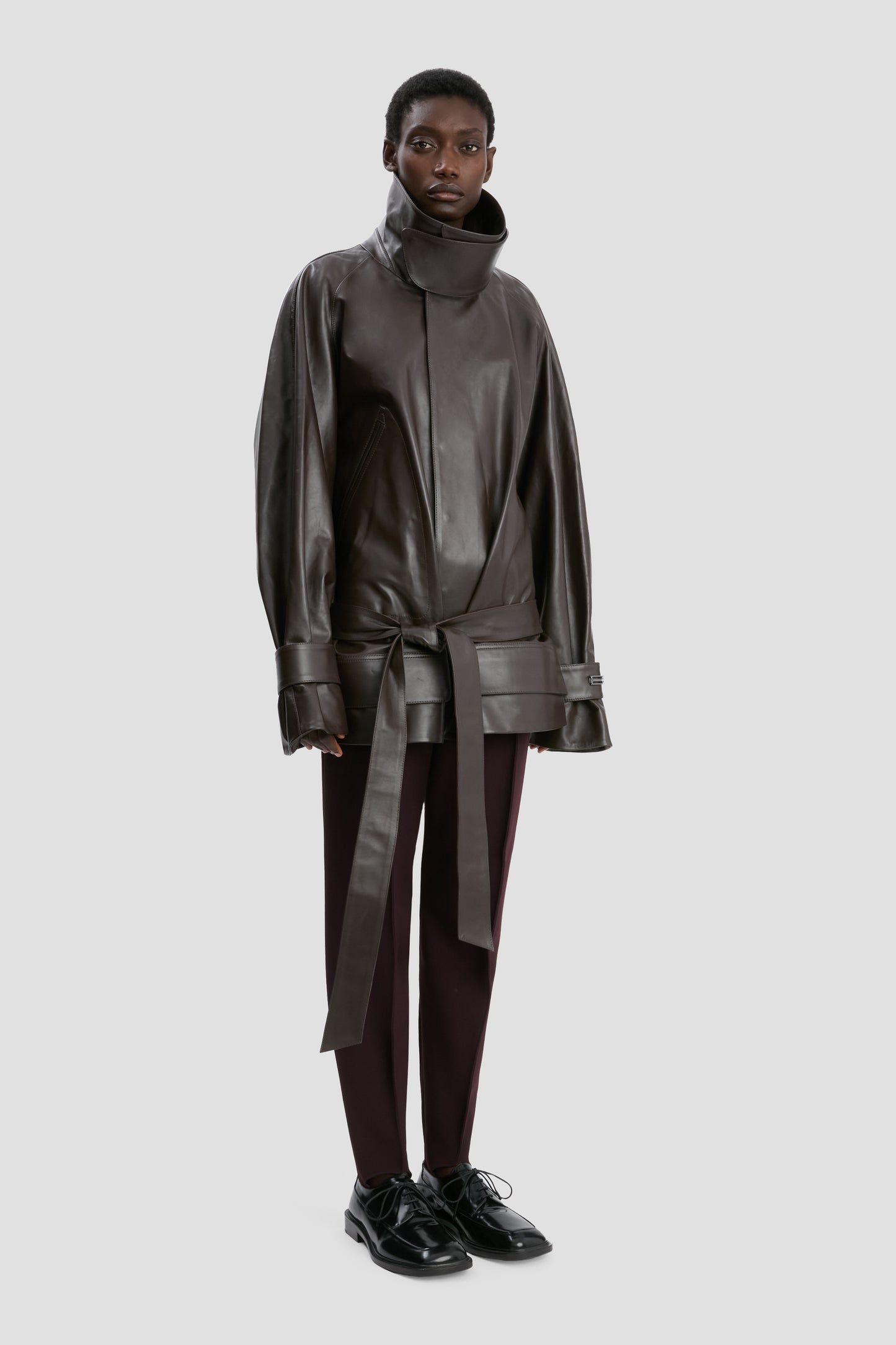 Leather Trench In Dark Chocolate