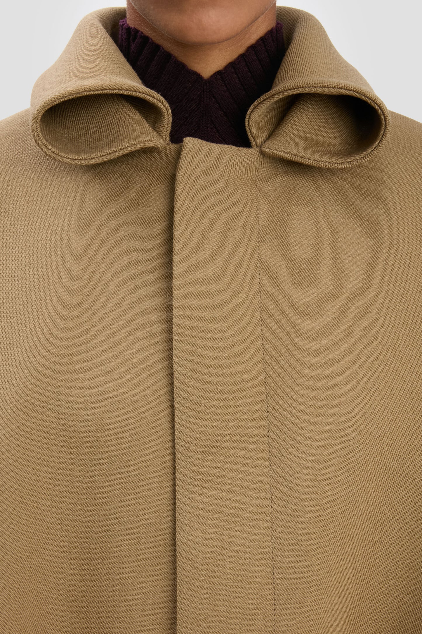 Roll Neck Bomber Jacket In Dark Camel