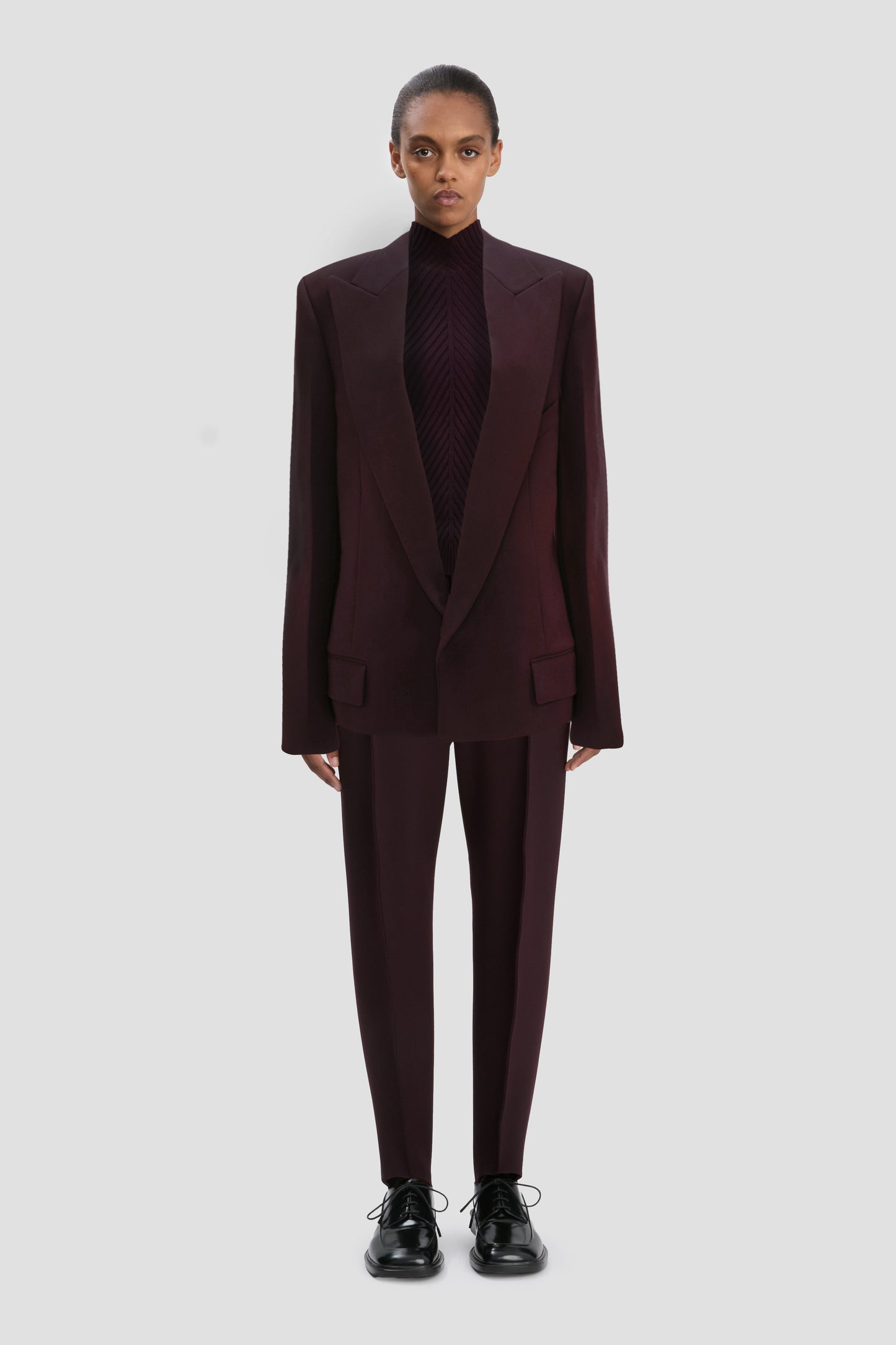 Lapel Jacket In Deep Mahogany