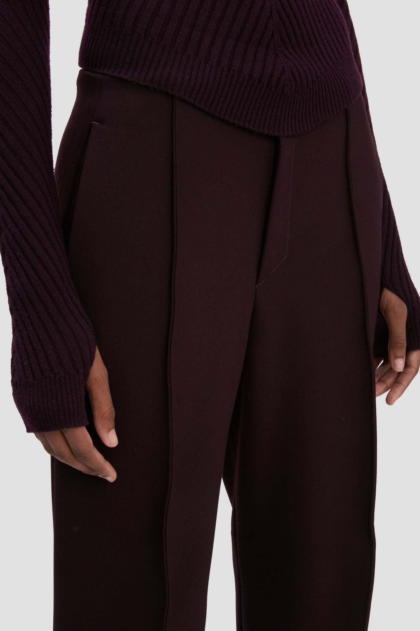 Sculptural Trouser In Deep Mahogany