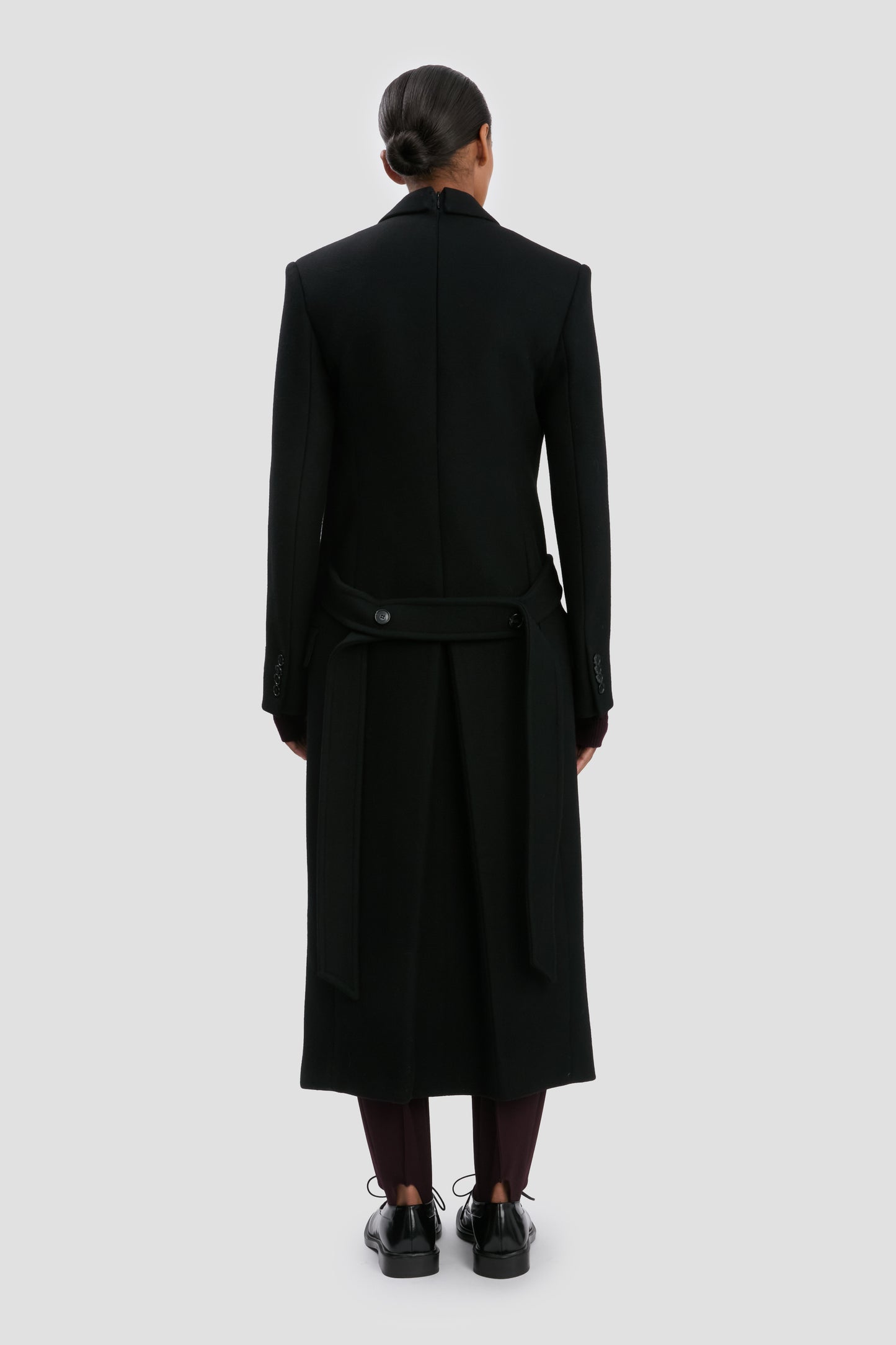 Double-Belted Coat In Black