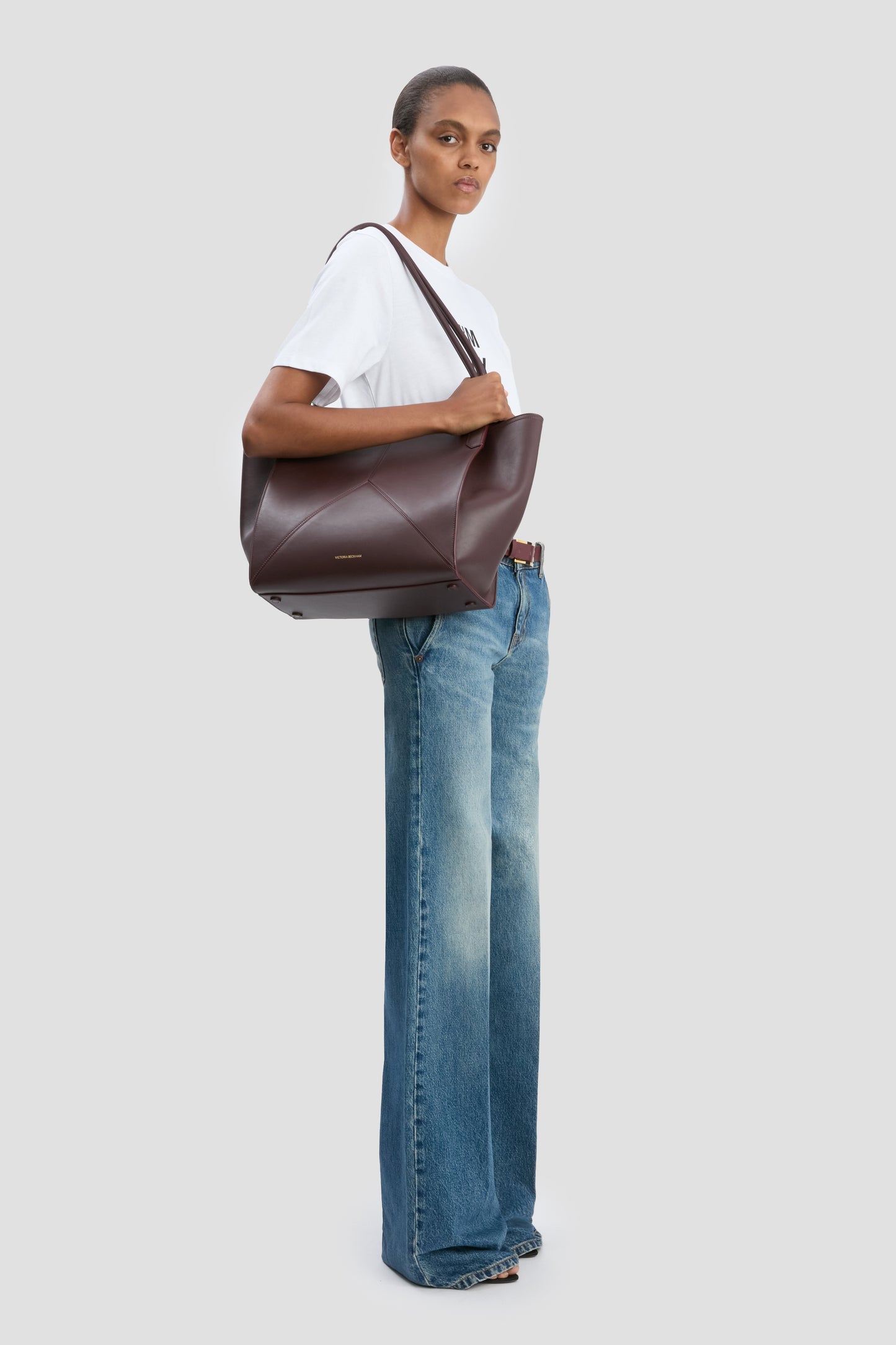 Victoria Tote Bag In Burgundy Soft Leather