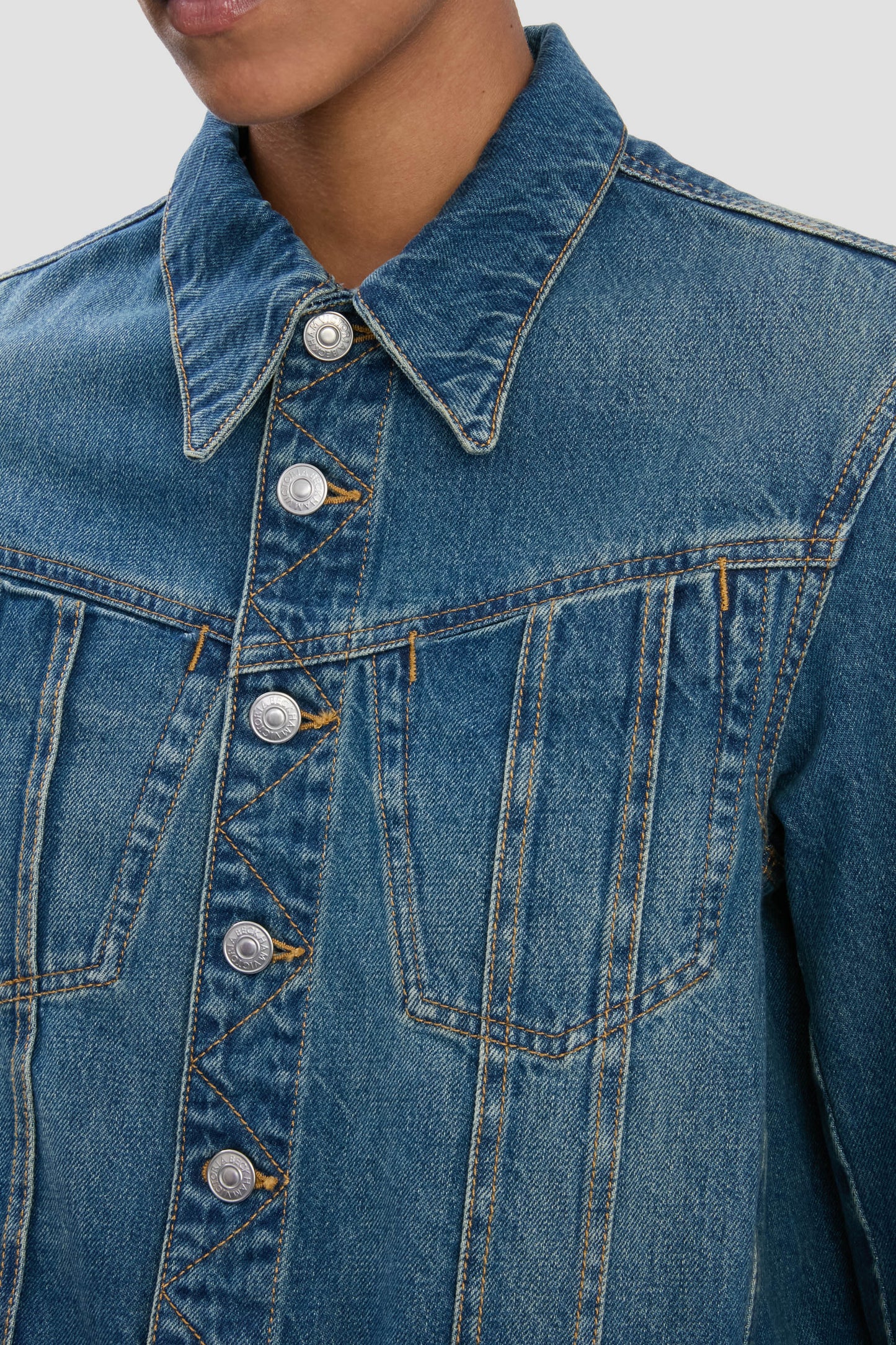 Denim Jacket In Mid Blue Wash