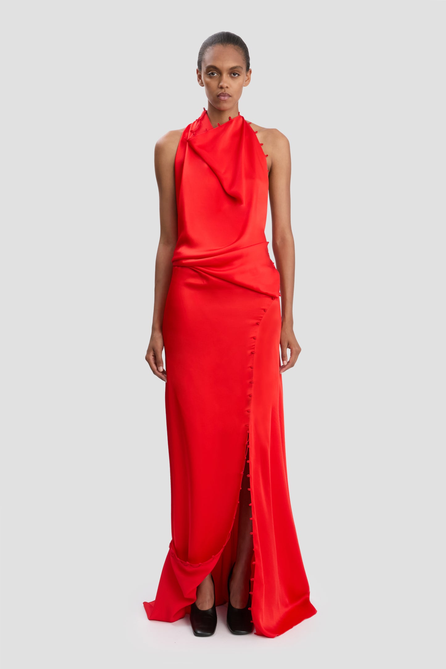 Draped Gown In Cayenne