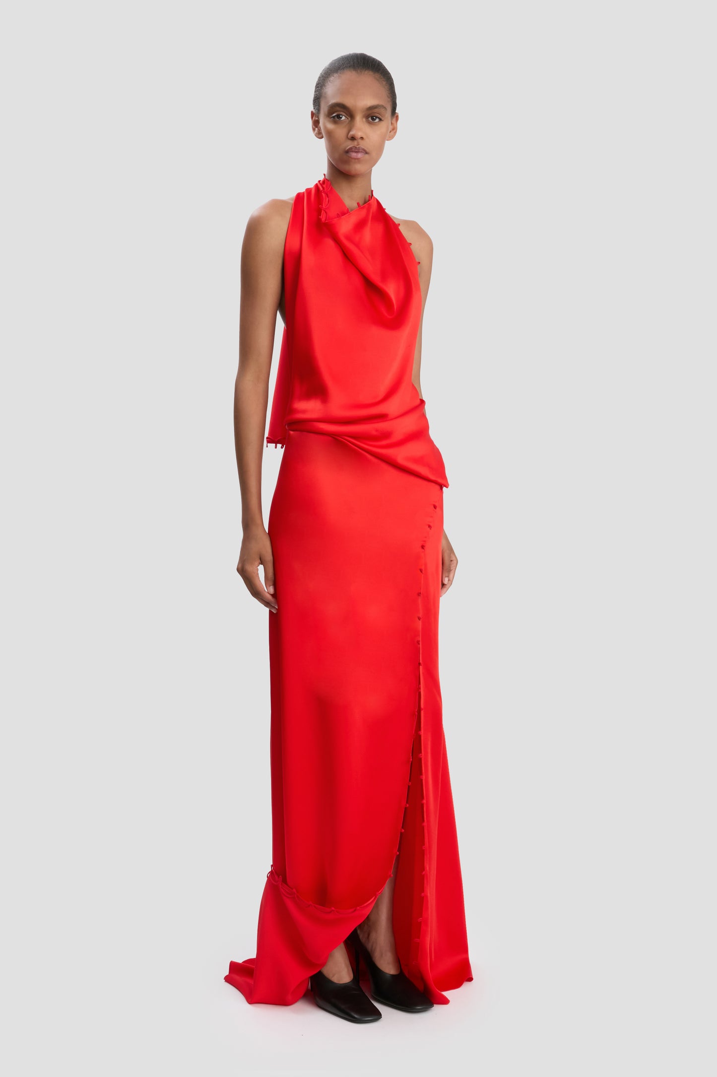 Draped Gown In Cayenne