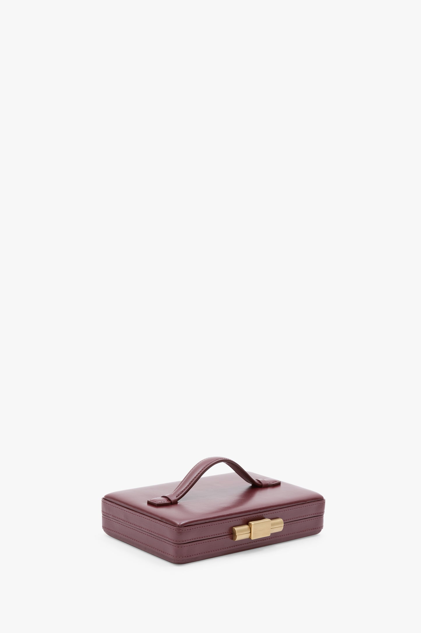 Box Clutch In Burgundy Leather