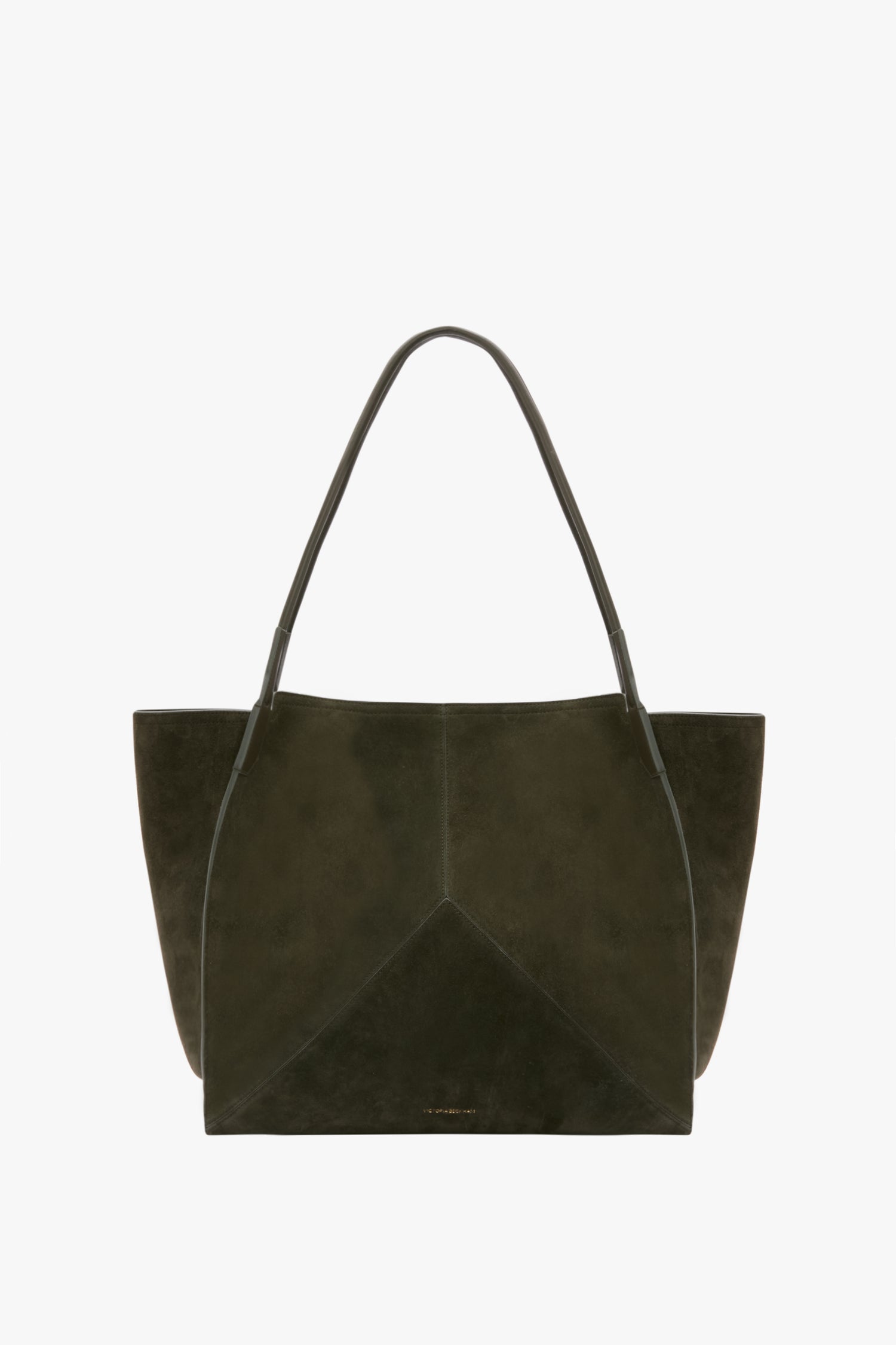 Large Victoria Tote Bag In Dark Olive Suede