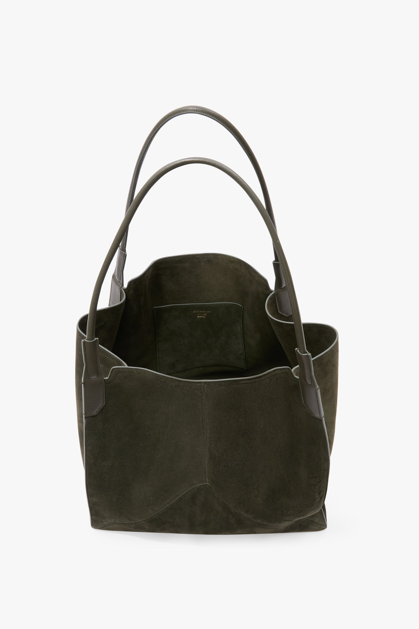 Large Victoria Tote Bag In Dark Olive Suede